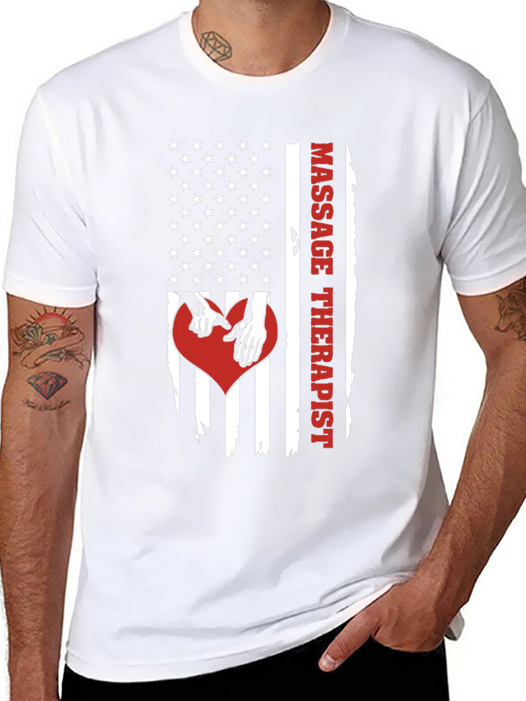 Massage Therapist American Flag Graphic T-Shirt