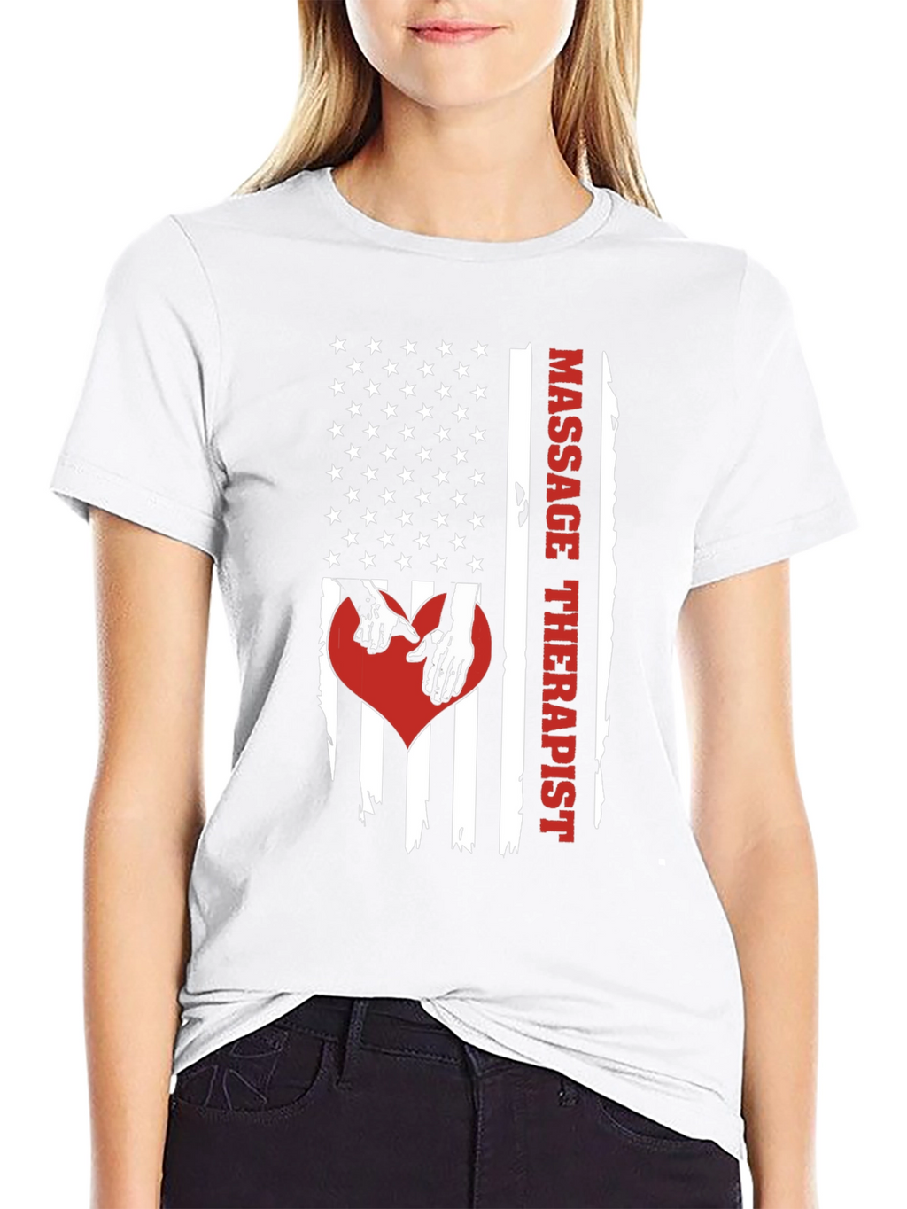 Massage Therapist American Flag Graphic T-Shirt