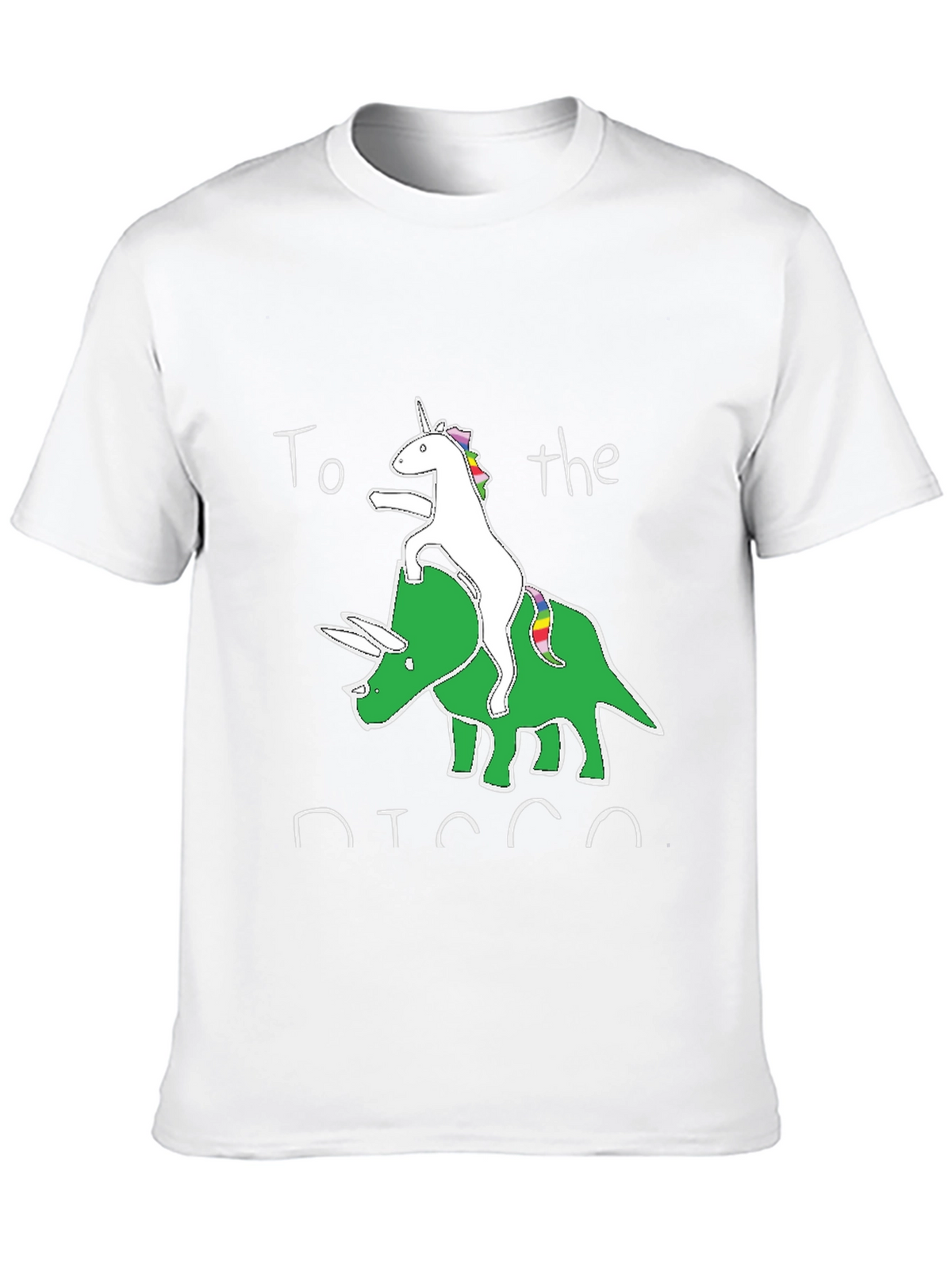 Unicorn Riding Triceratops Black Graphic T-Shirt
