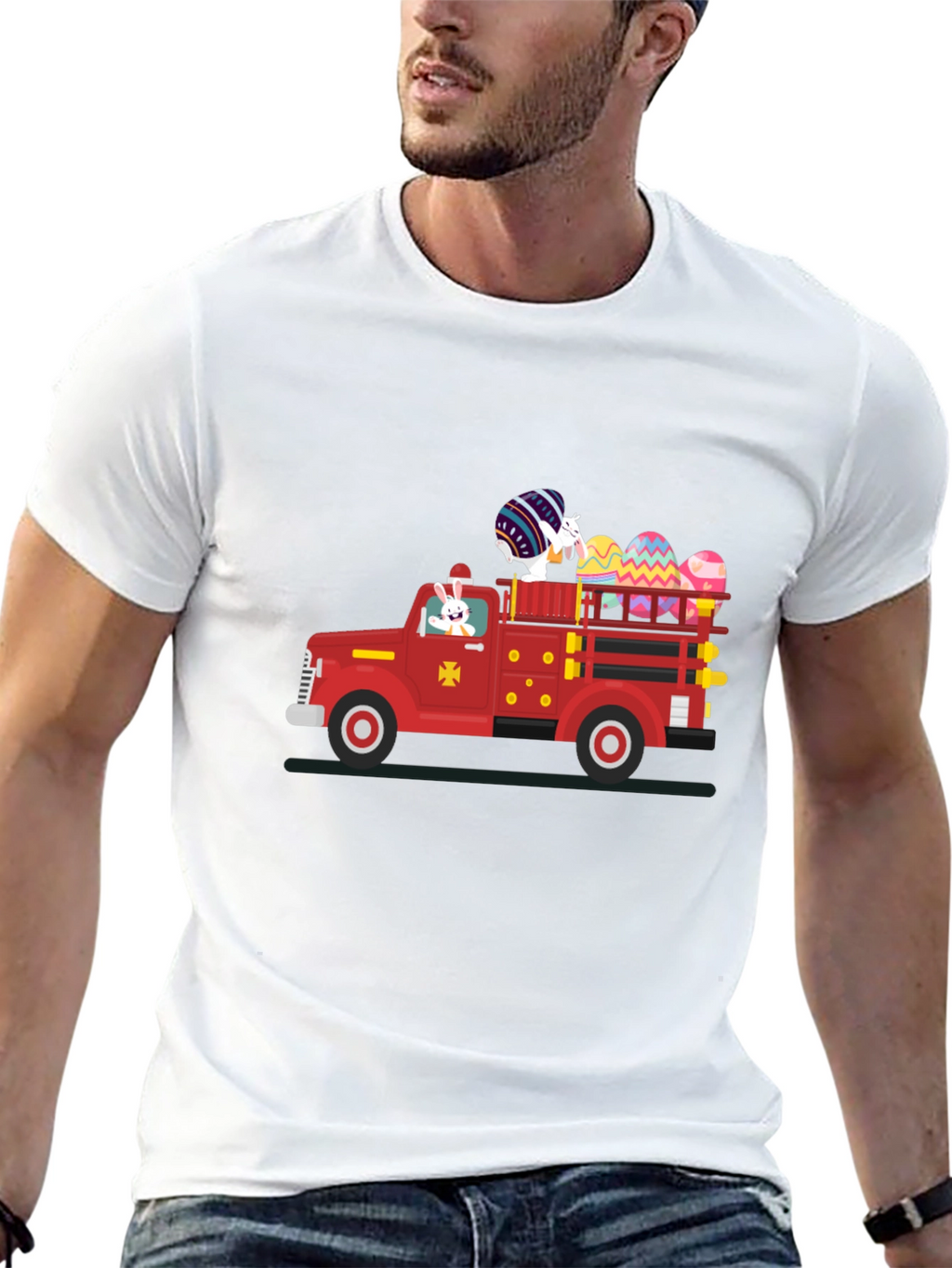 Easter Bunny Fire Truck T-Shirt