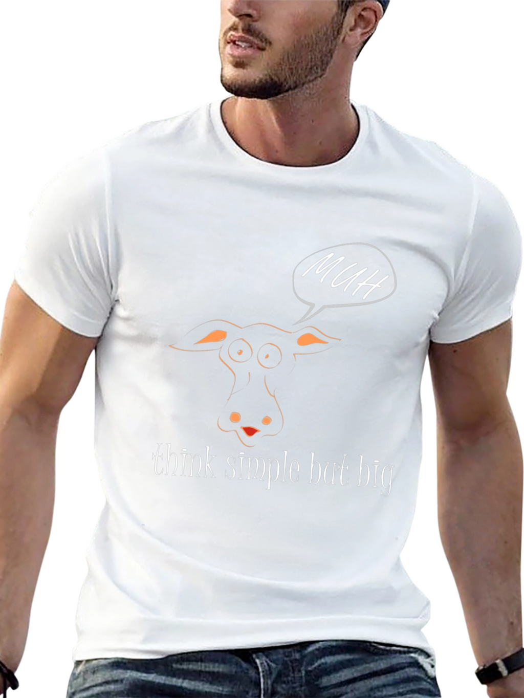 Funny Cow MUH T-Shirt - Think Simple But Big
