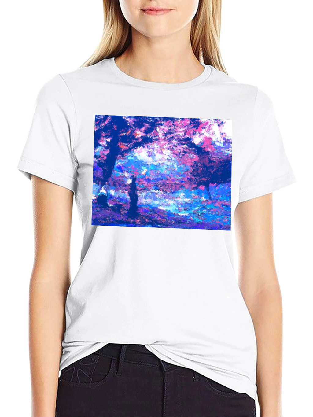 Impressionist Trees Black T-Shirt
