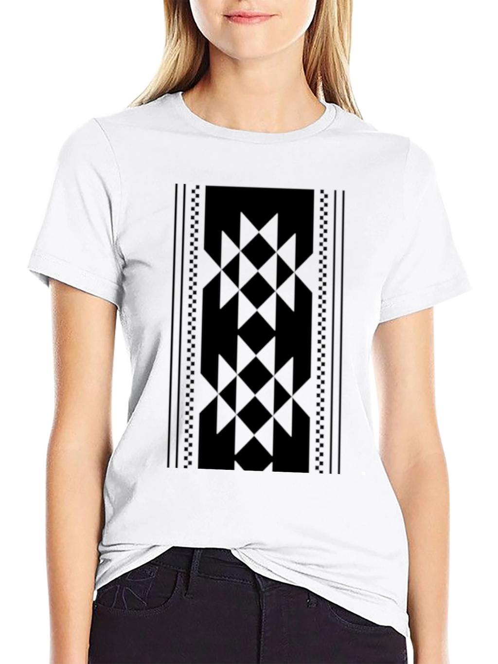 Geometric Pattern Tee - Stylish Black Shirt
