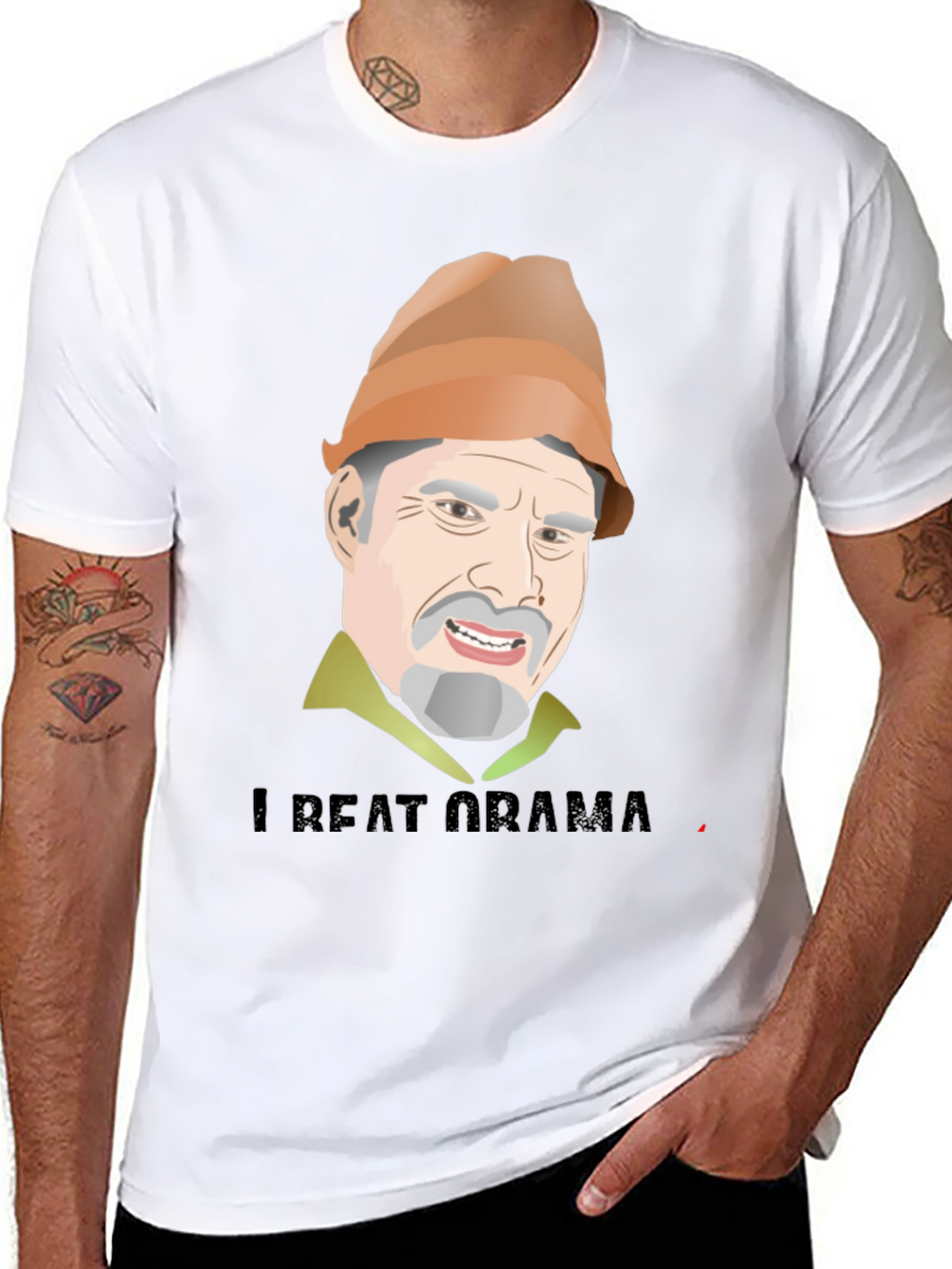 I Beat Obama T-Shirt Funny Political Humor Tee
