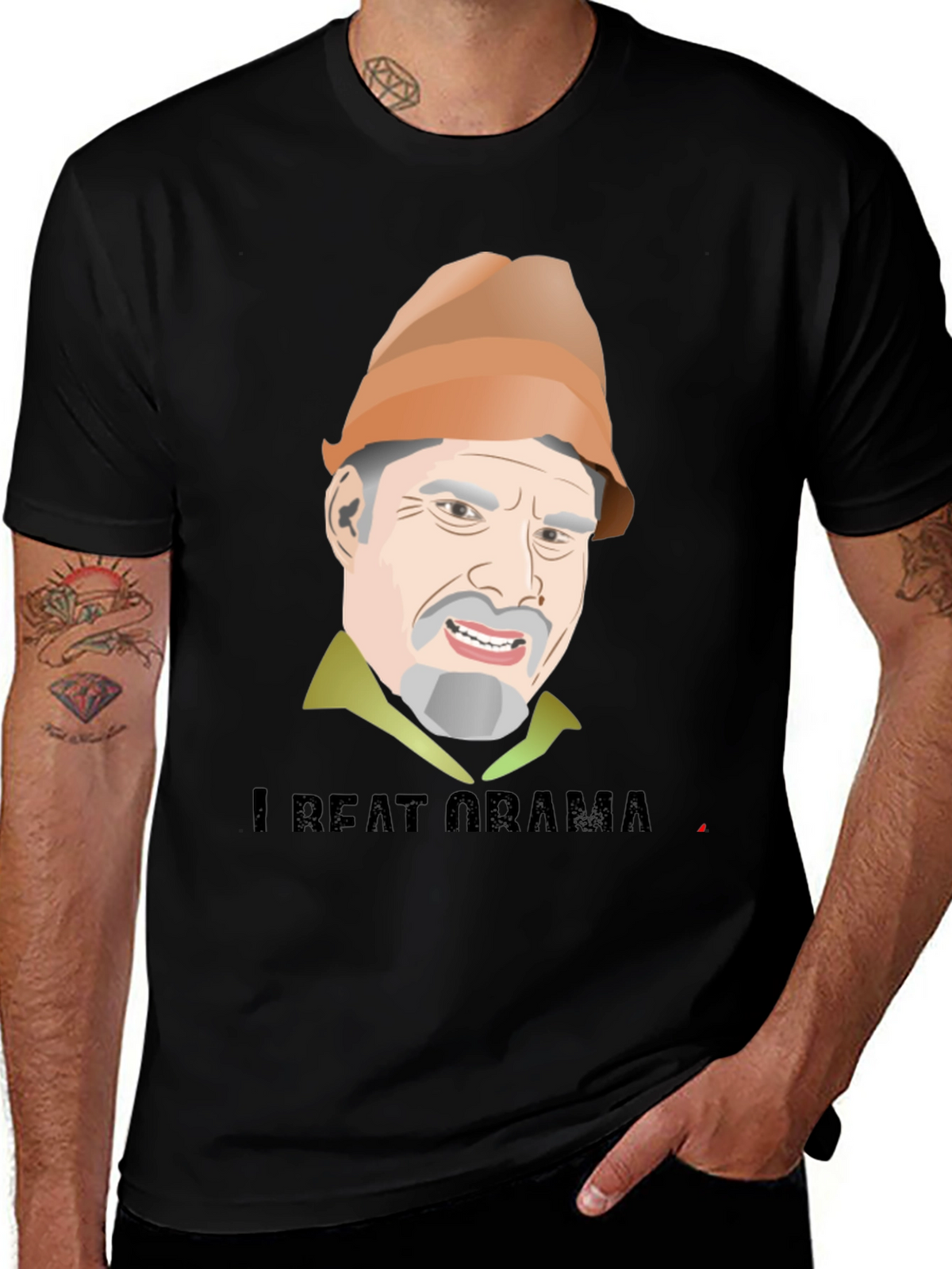I Beat Obama T-Shirt Funny Political Humor Tee