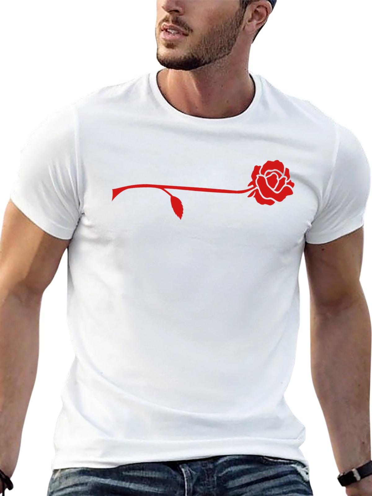 Rose Graphic Mens Black T-Shirt