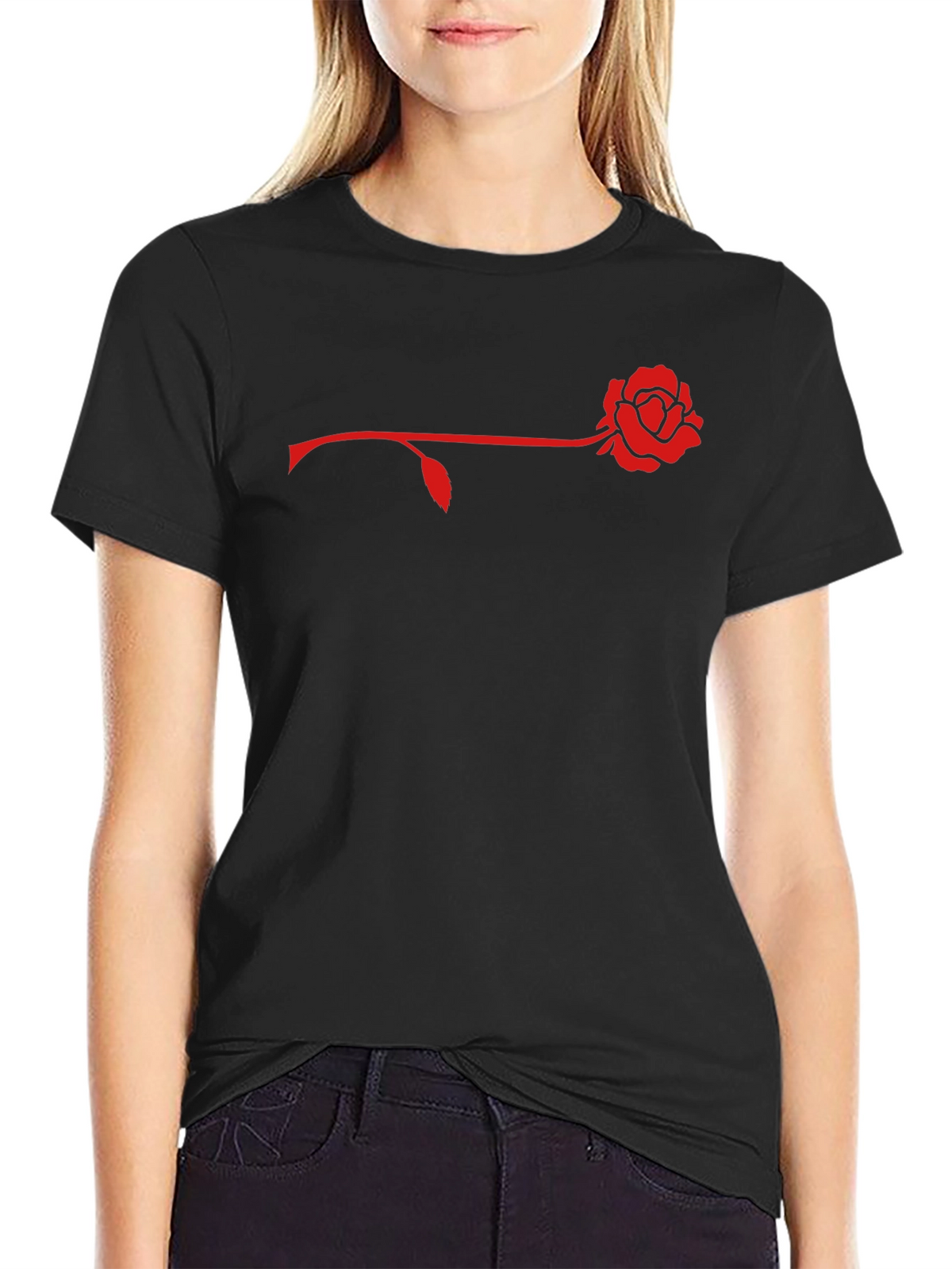 Rose Graphic Mens Black T-Shirt