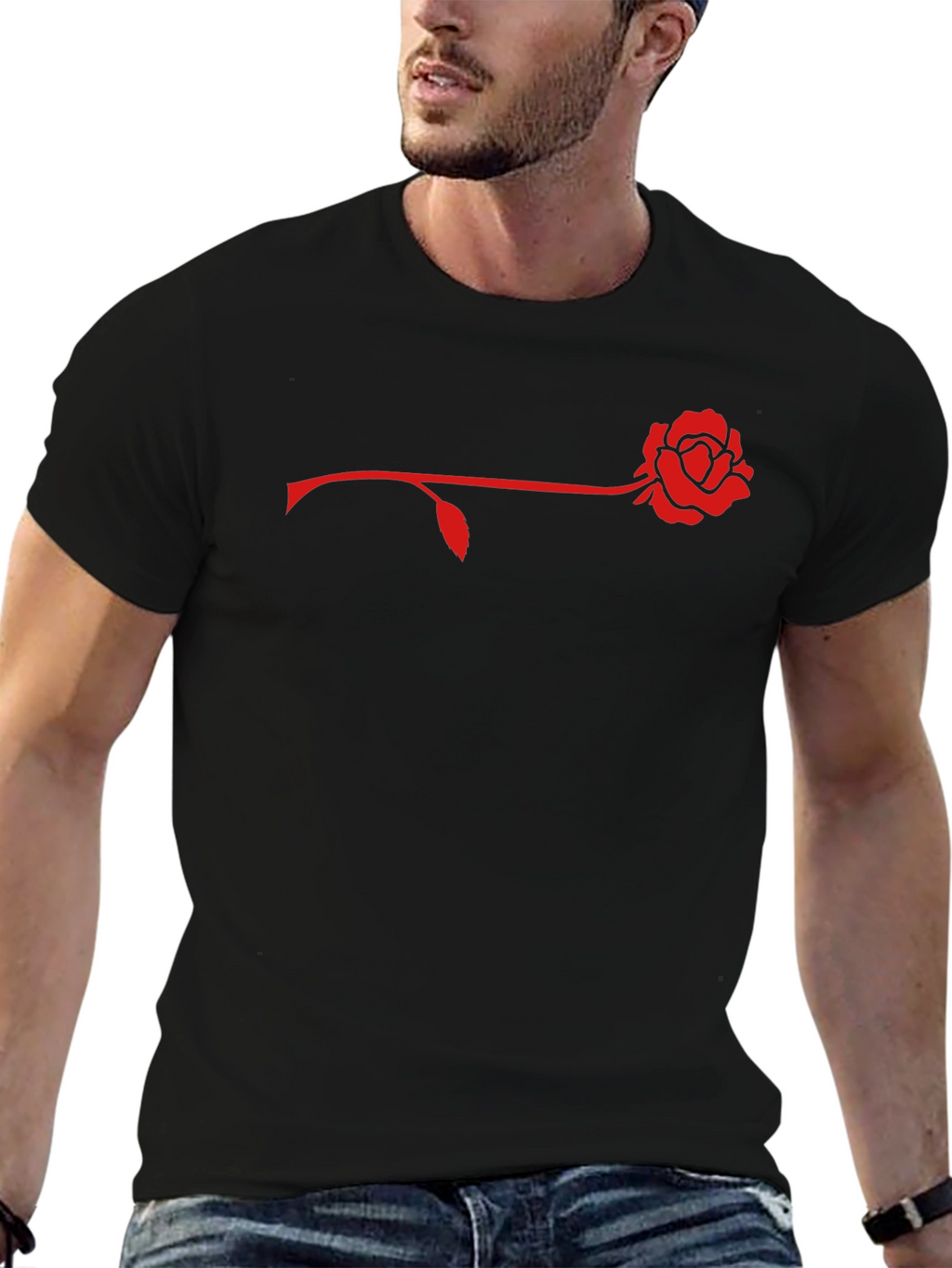 Rose Graphic Mens Black T-Shirt