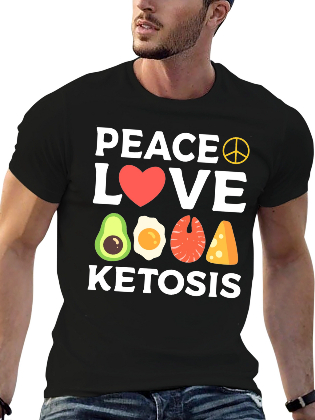 Peace Love Ketosis Black T-Shirt