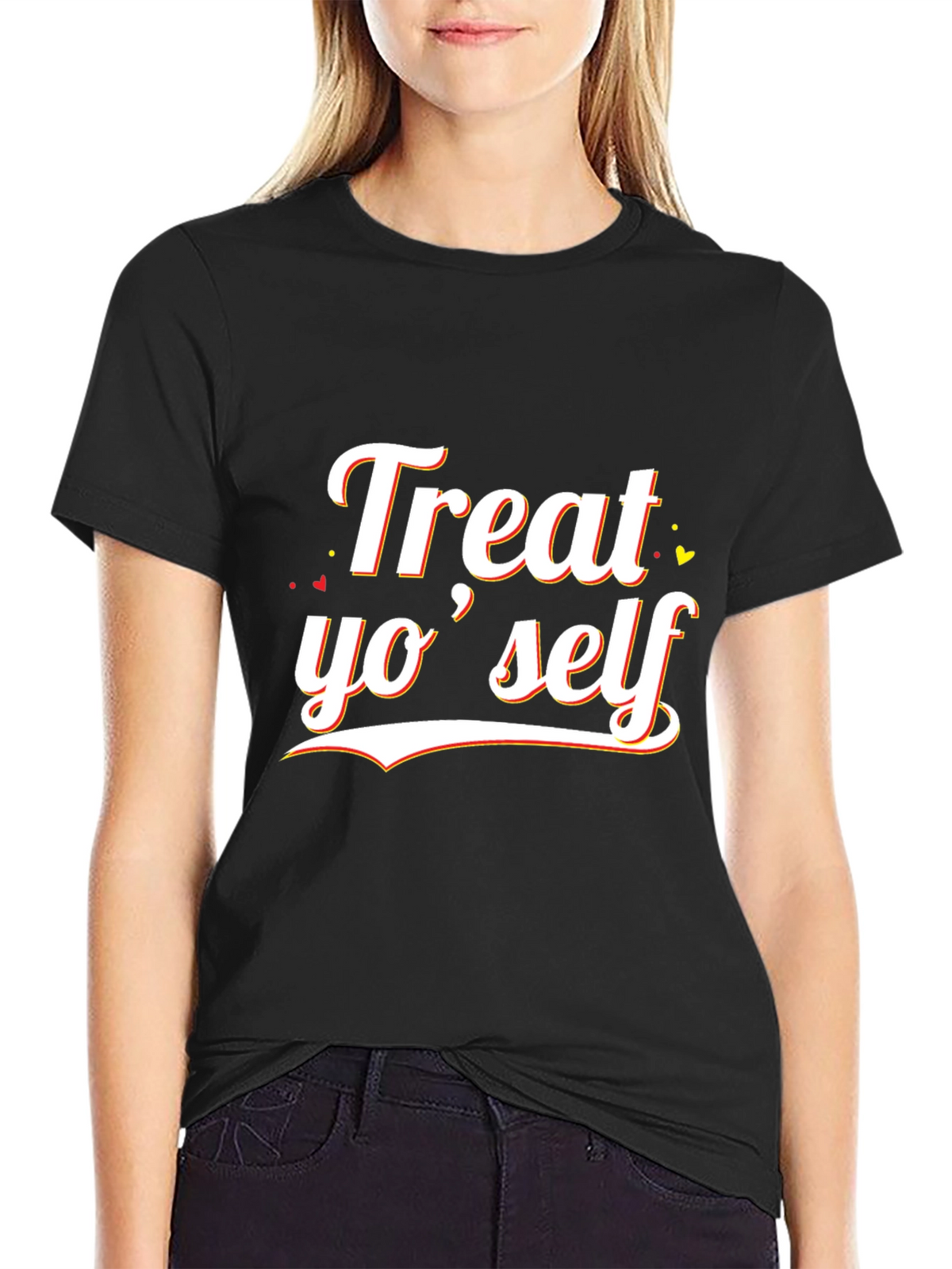 Treat Yo Self Black Graphic Tee