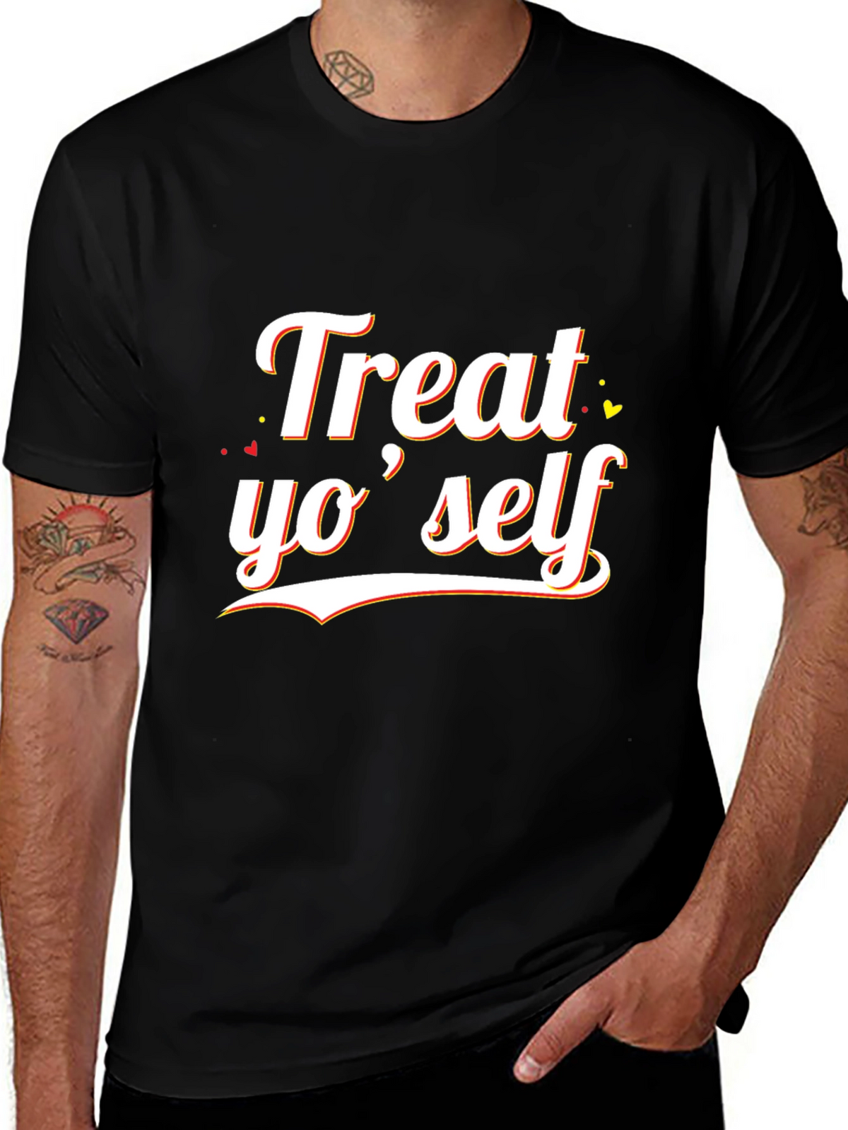 Treat Yo Self Black Graphic Tee