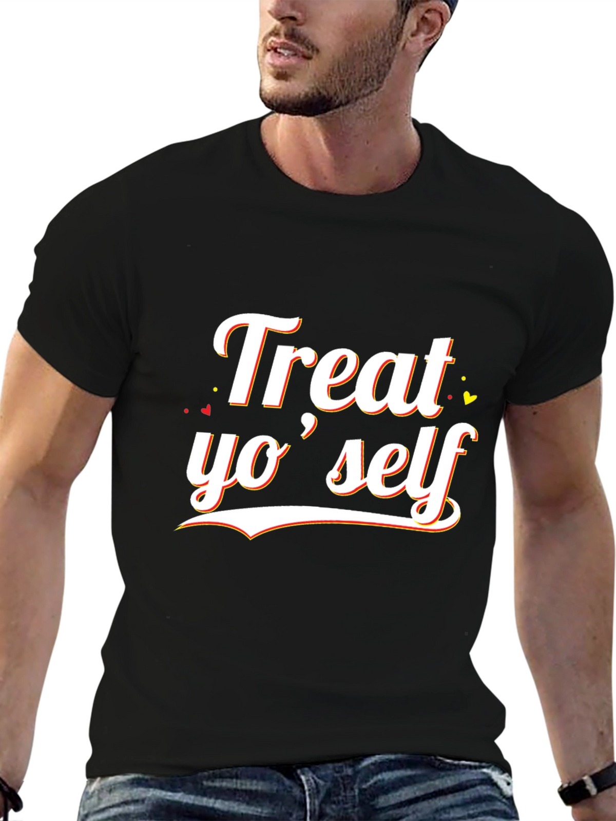 Treat Yo Self Black Graphic Tee