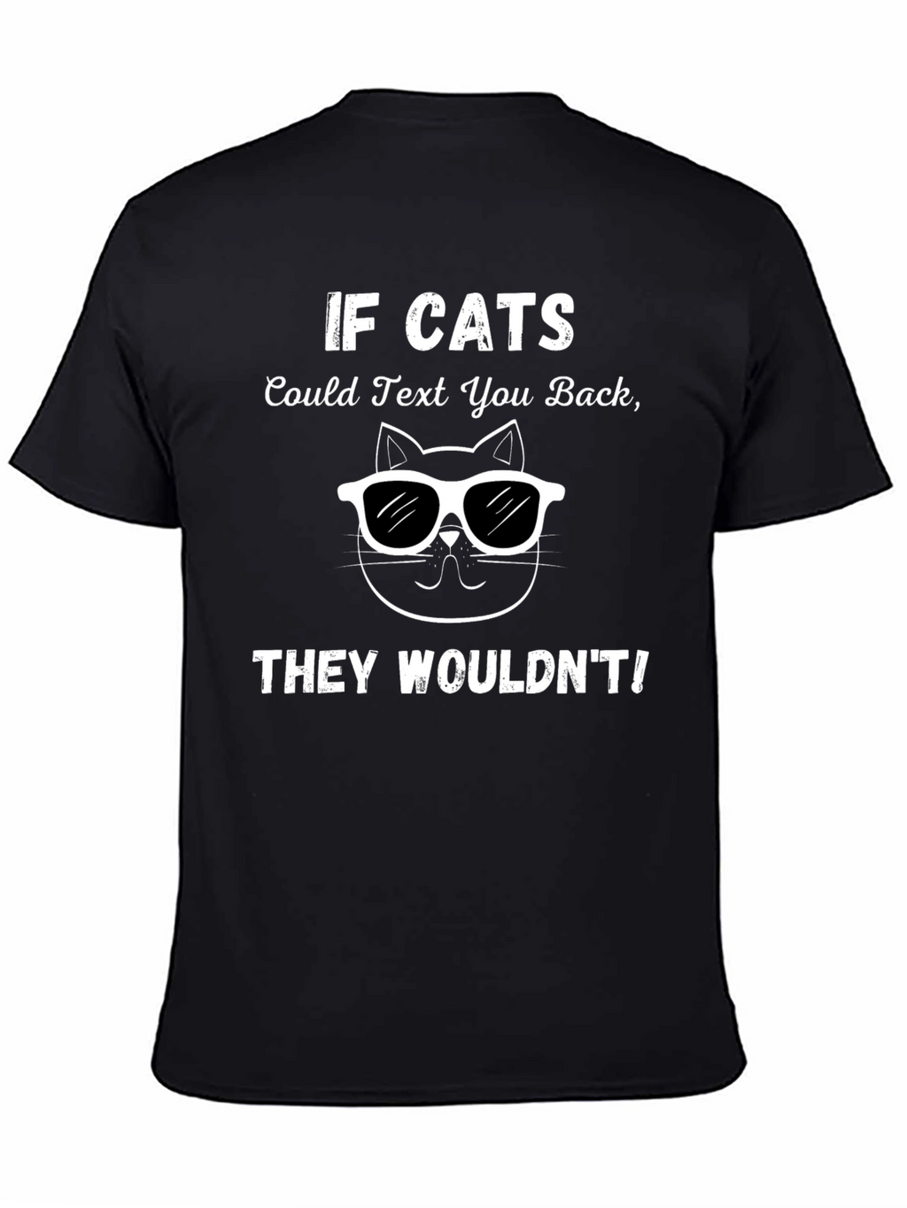 Funny If Cats Could Text Black T-Shirt