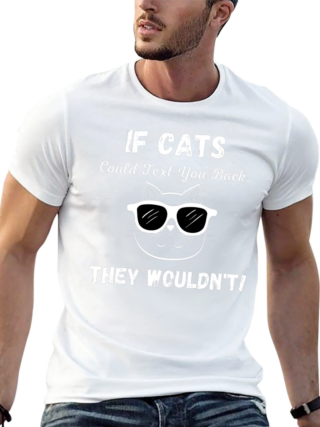Funny If Cats Could Text Black T-Shirt