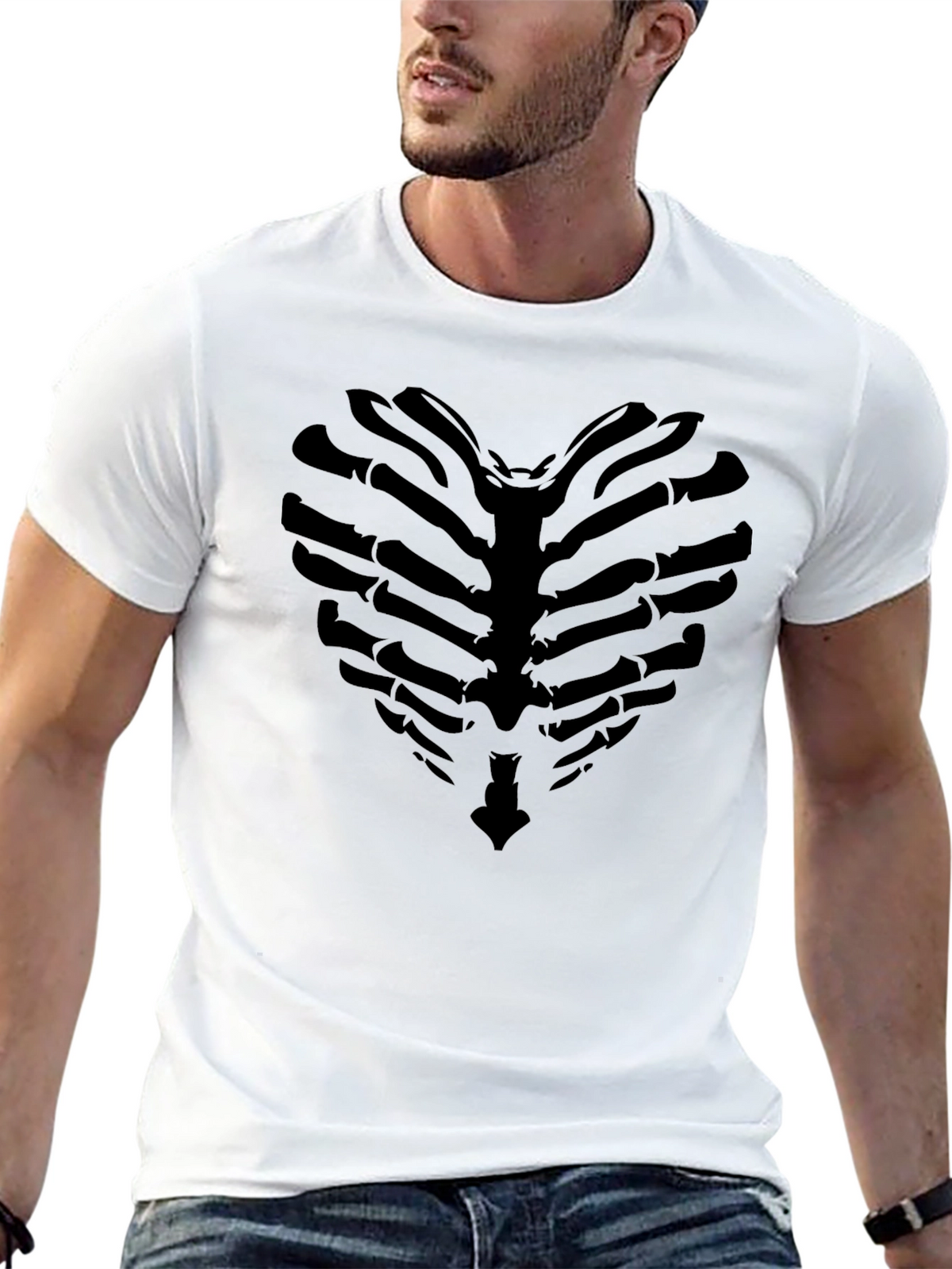 Heart Rib Cage Graphic Tee - Mens Black T-Shirt