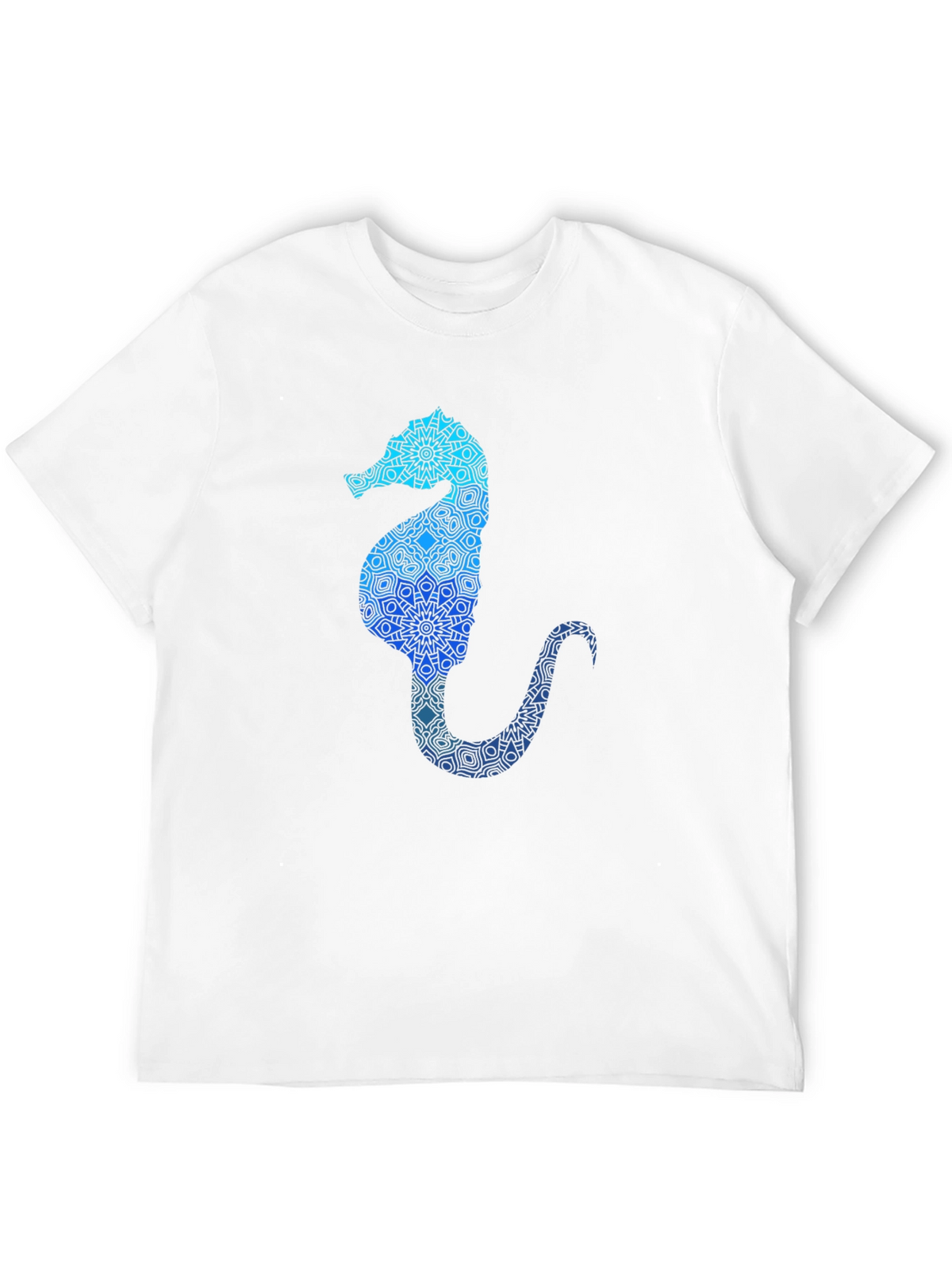 Blue Seahorse Graphic T-Shirt - Unique Mandala Design