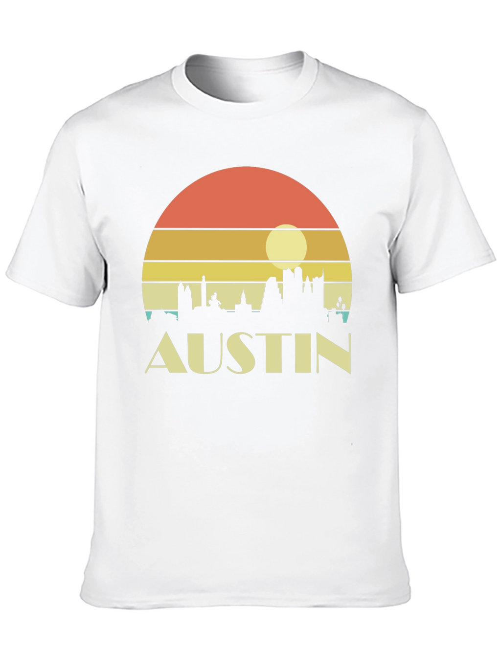 Austin Skyline Retro Sunset Black T-Shirt