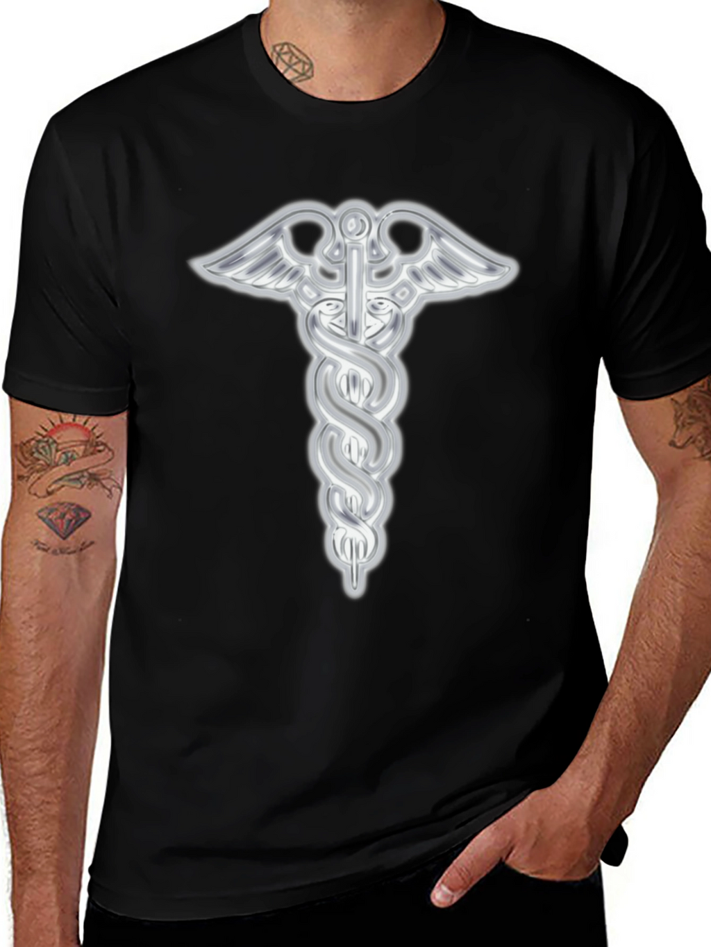 Caduceus Symbol Black T-Shirt