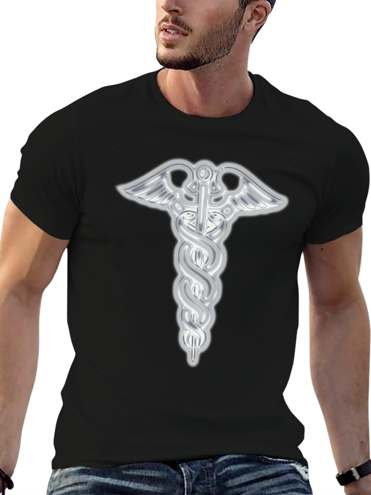 Caduceus Symbol Black T-Shirt