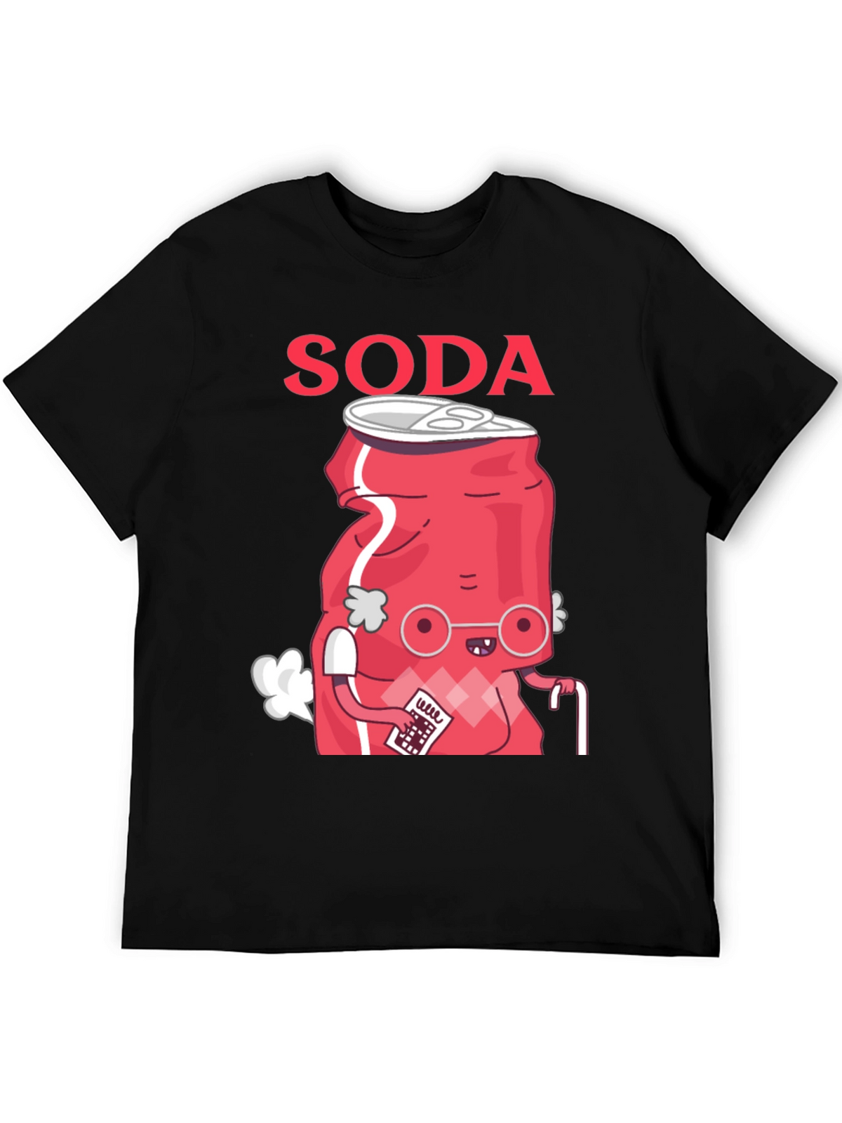 Funny Soda Cartoon T-Shirt - Black Cotton Blend Tee