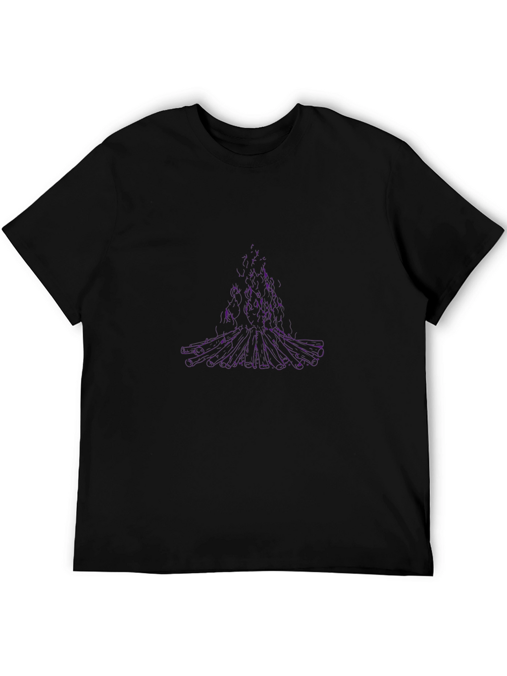 Abstract Purple Tree Graphic Black T-Shirt