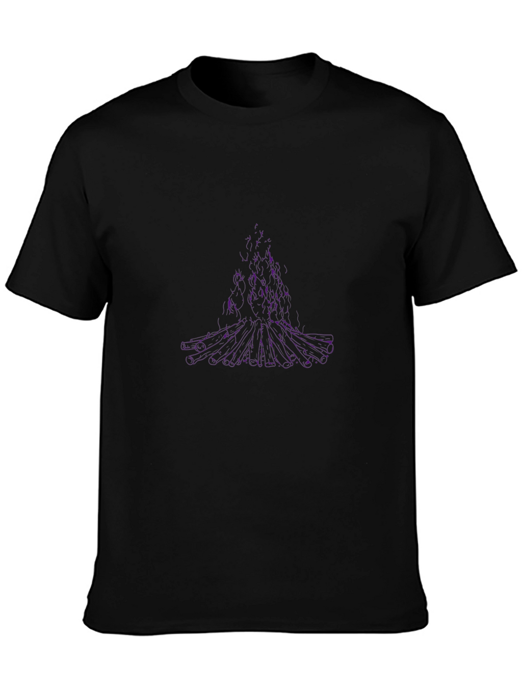 Abstract Purple Tree Graphic Black T-Shirt