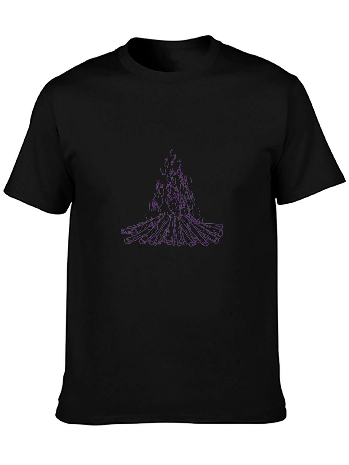 Abstract Purple Tree Graphic Black T-Shirt