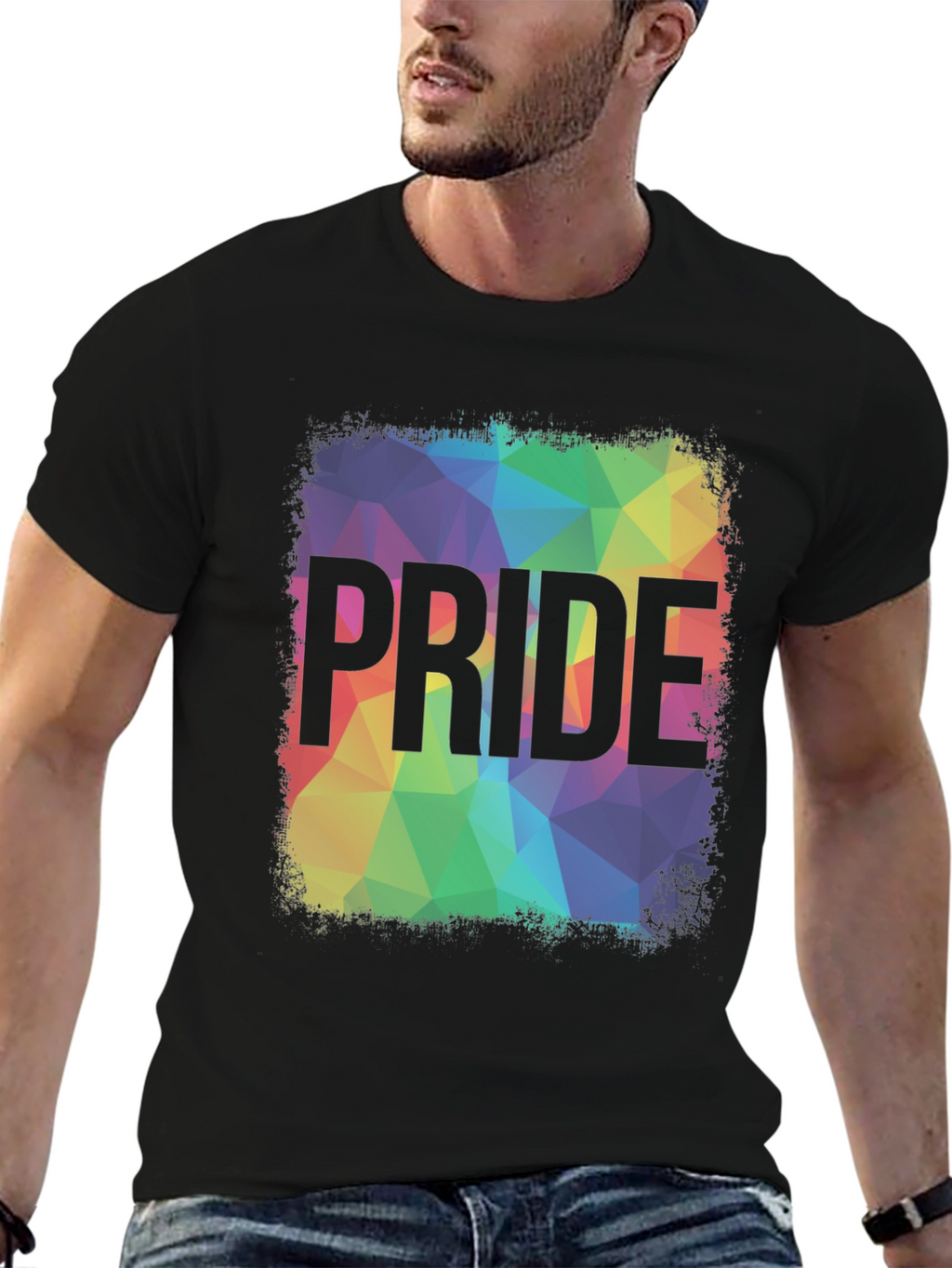 Pride Rainbow Graphic Tee - Mens Black T-Shirt