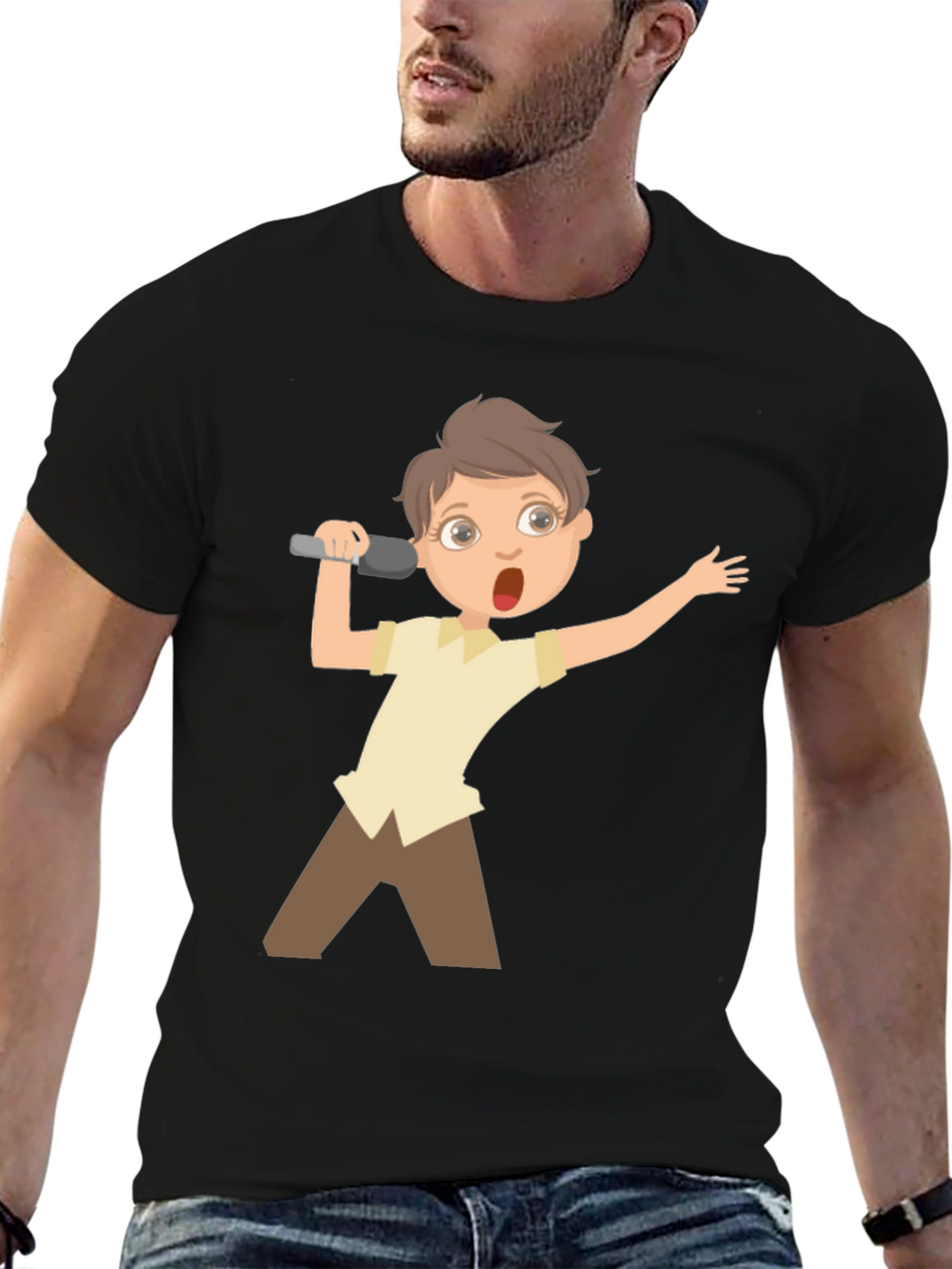 Boy Singer Graphic Tee - Black Unisex T-Shirt