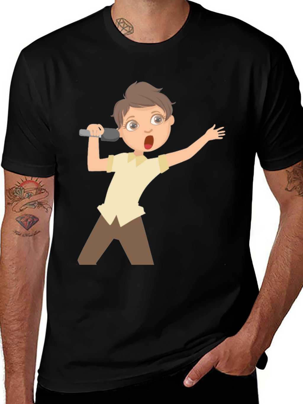 Boy Singer Graphic Tee - Black Unisex T-Shirt