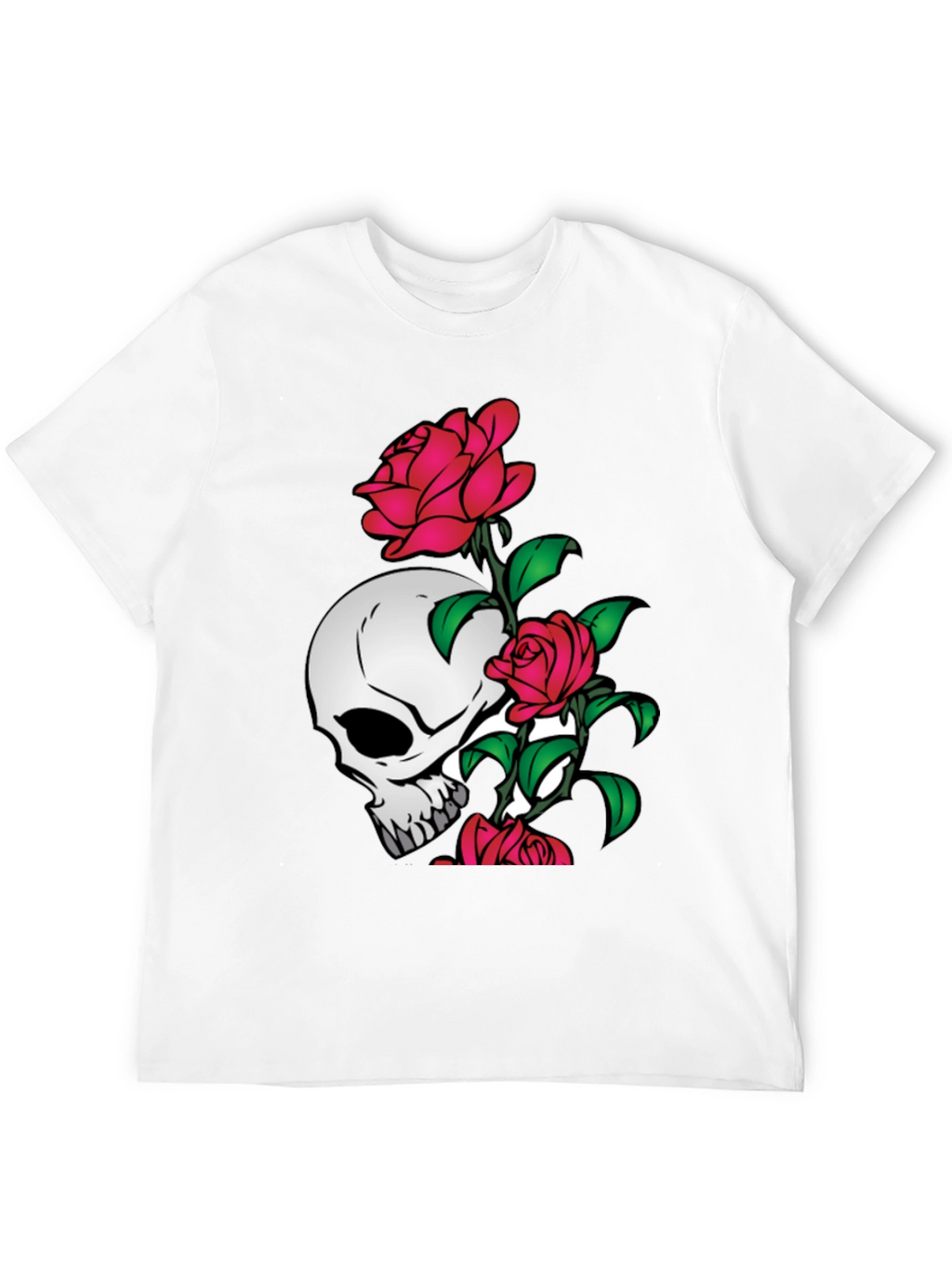 Skull and Roses Graphic Tee - Black