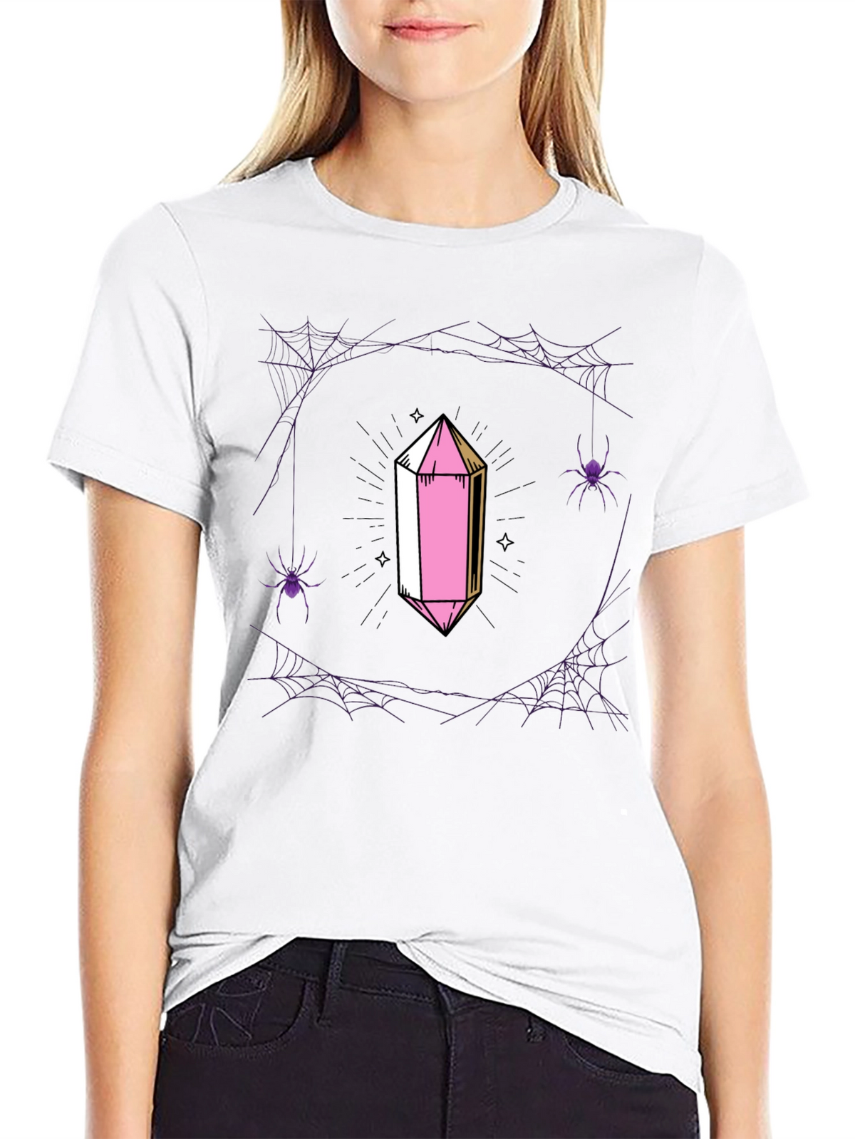 Crystal & Spiderweb Graphic T-Shirt