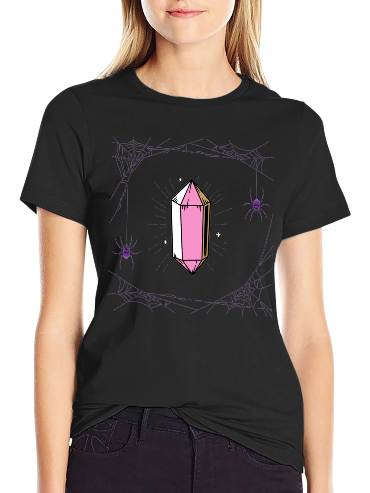 Crystal & Spiderweb Graphic T-Shirt