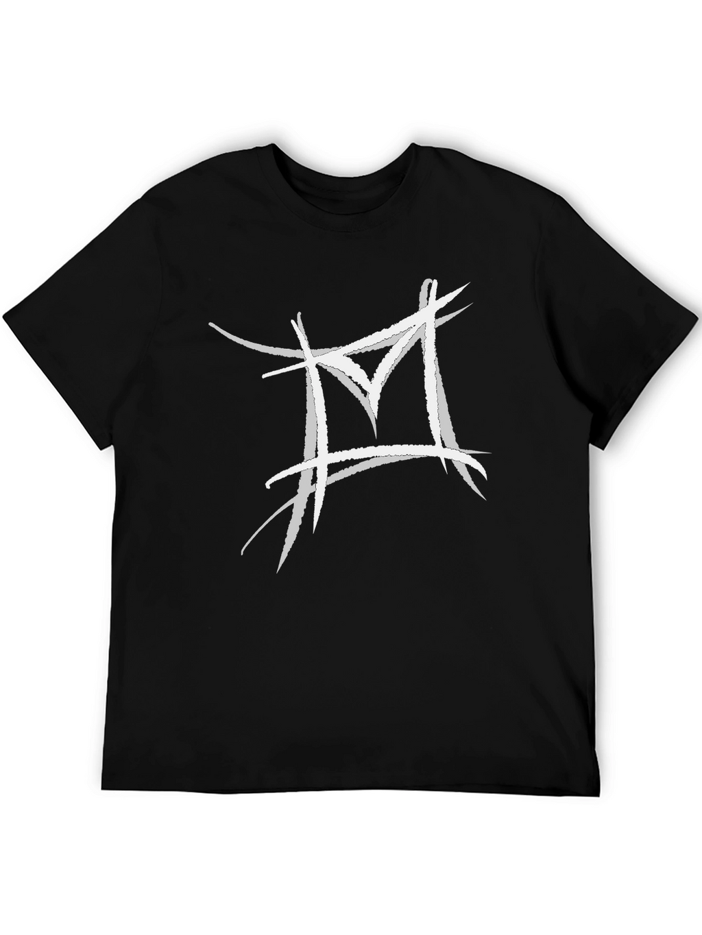 Abstract White Logo Black T-Shirt