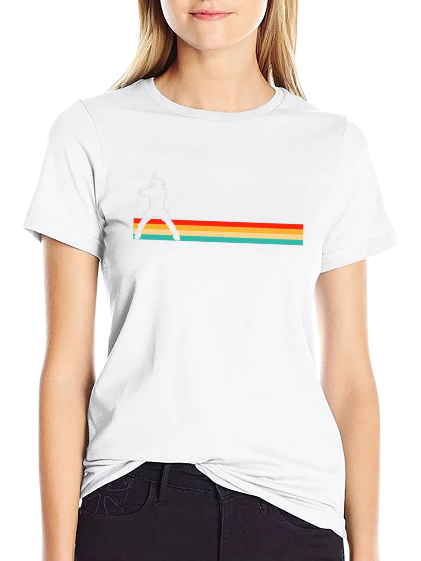 Retro Baseball Player Black T-Shirt