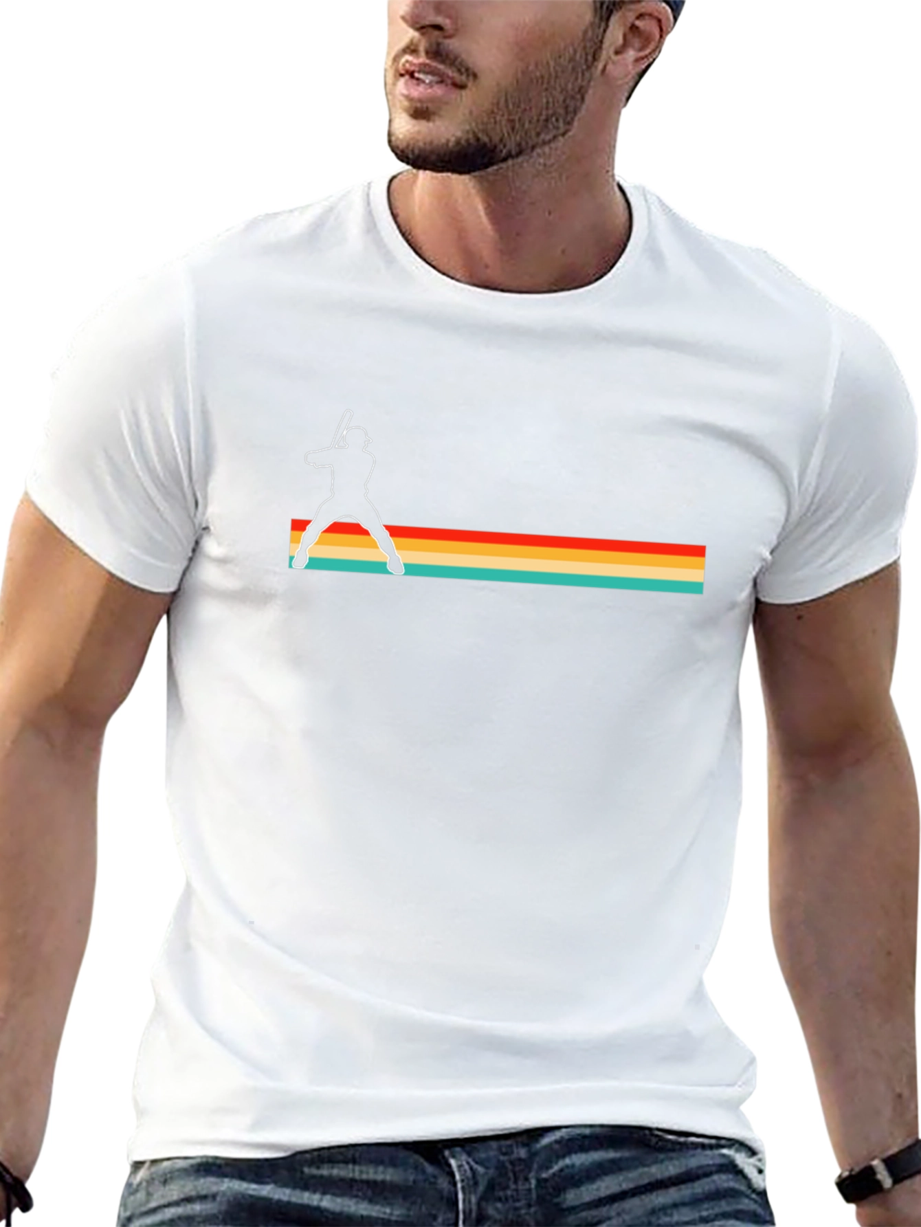 Retro Baseball Player Black T-Shirt