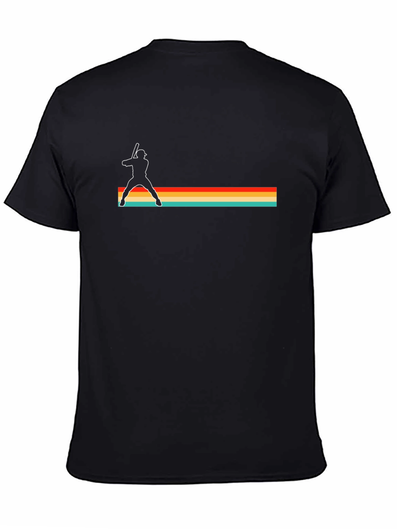 Retro Baseball Player Black T-Shirt