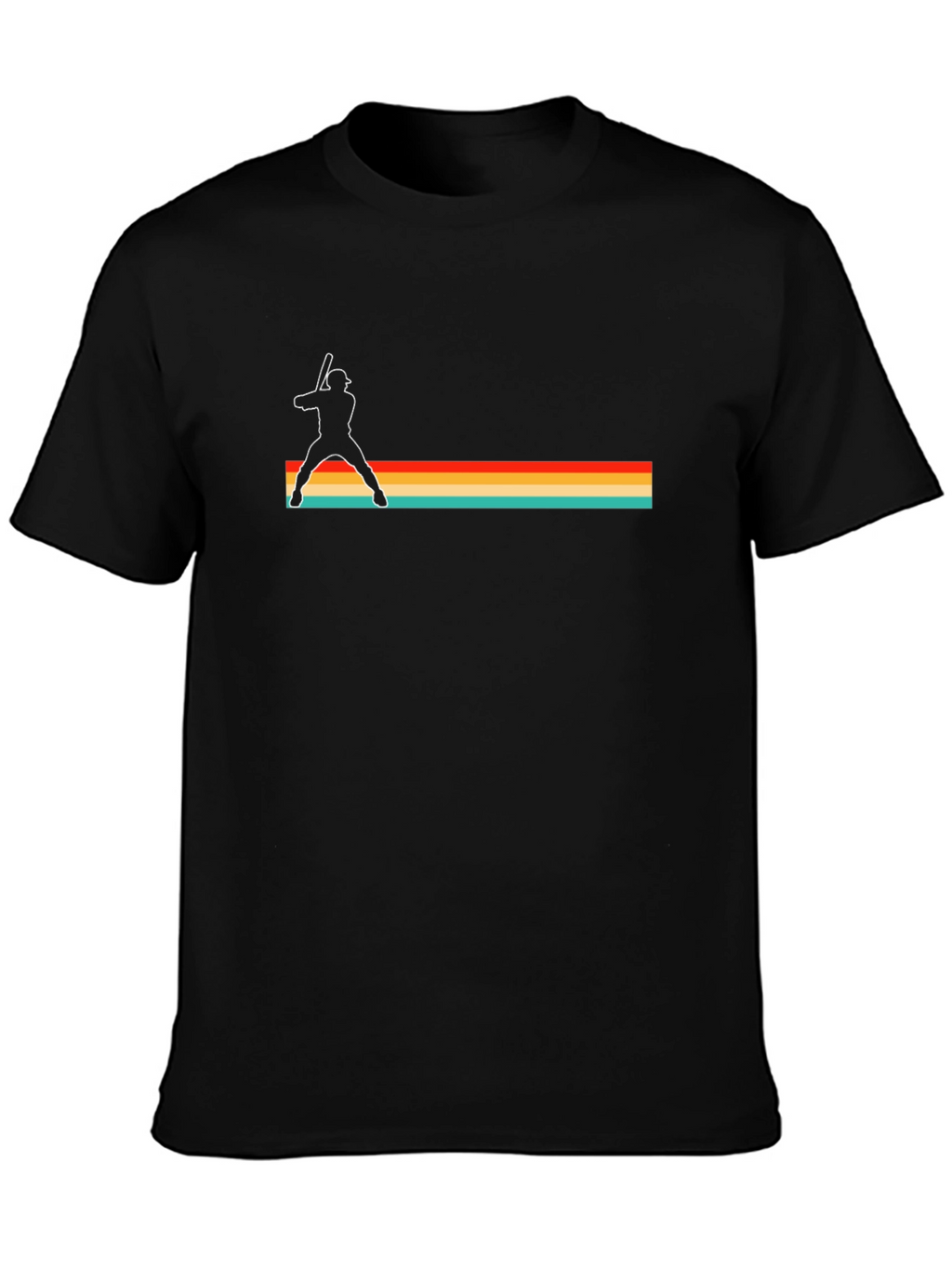 Retro Baseball Player Black T-Shirt