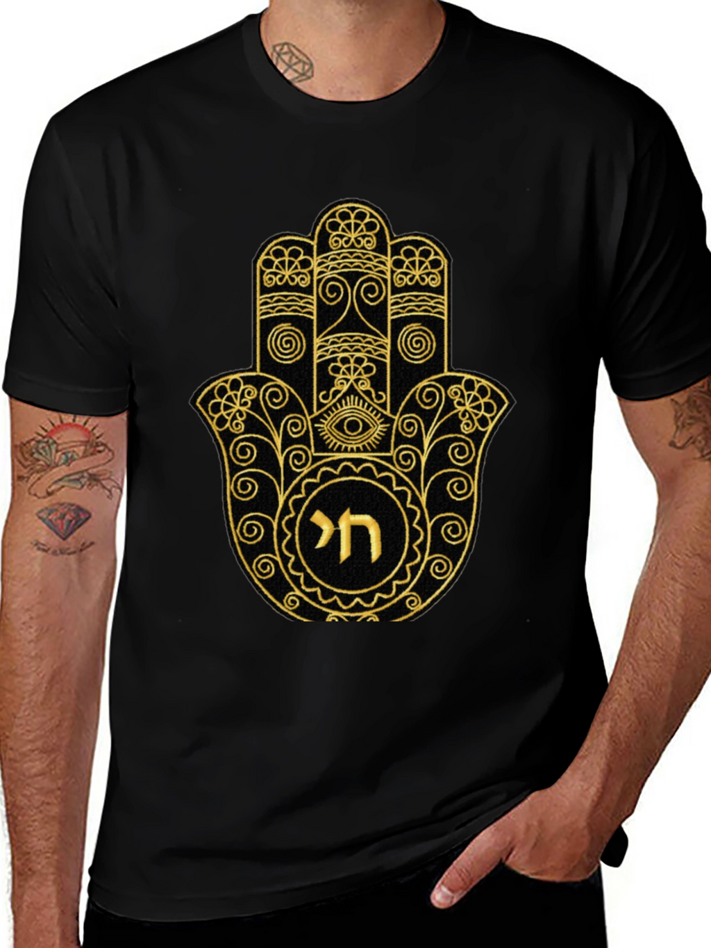 Hamsa Hand Graphic T-Shirt - Kabbalah Luck Symbol