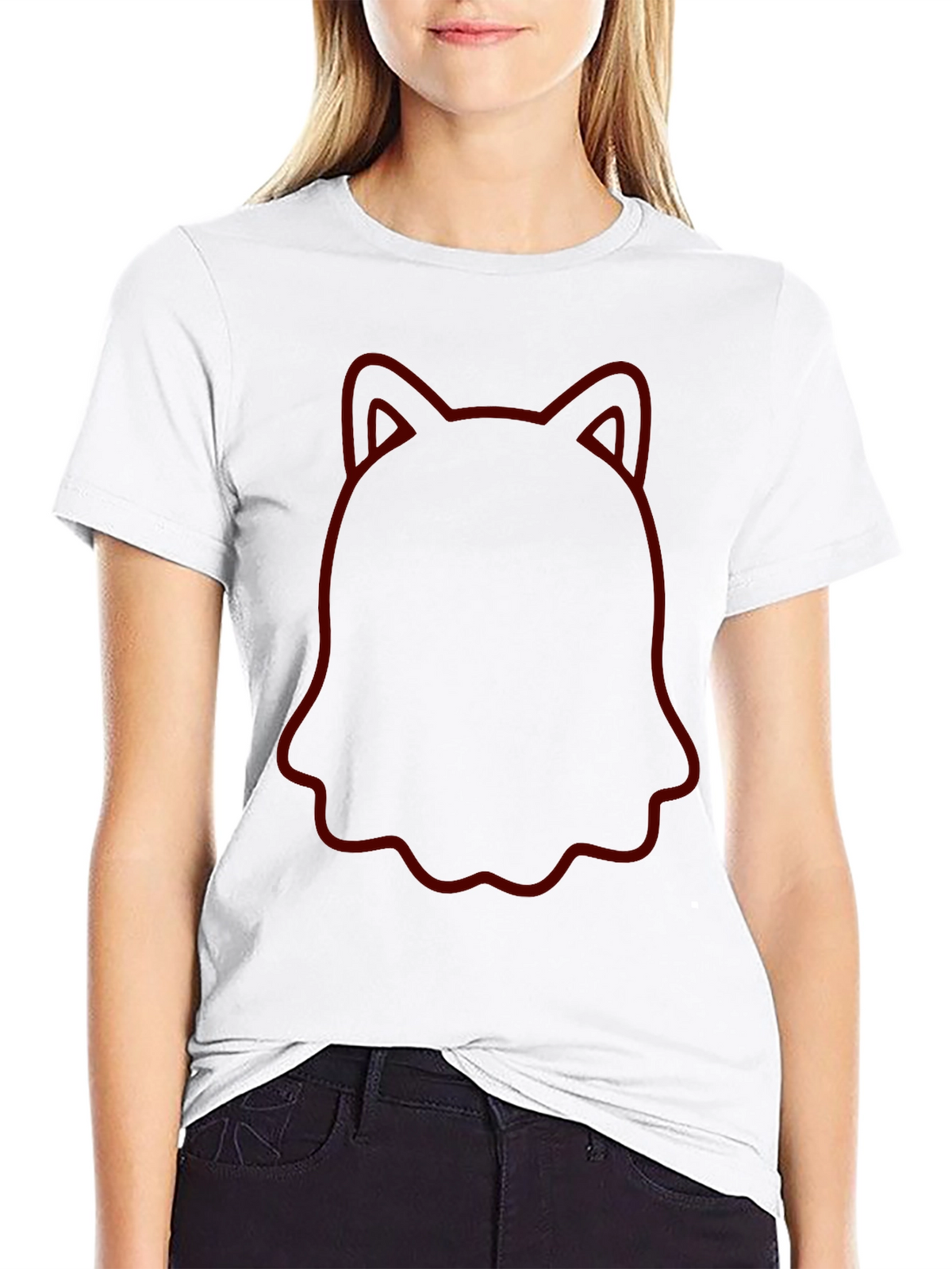Unique Cat Outline Black T-Shirt