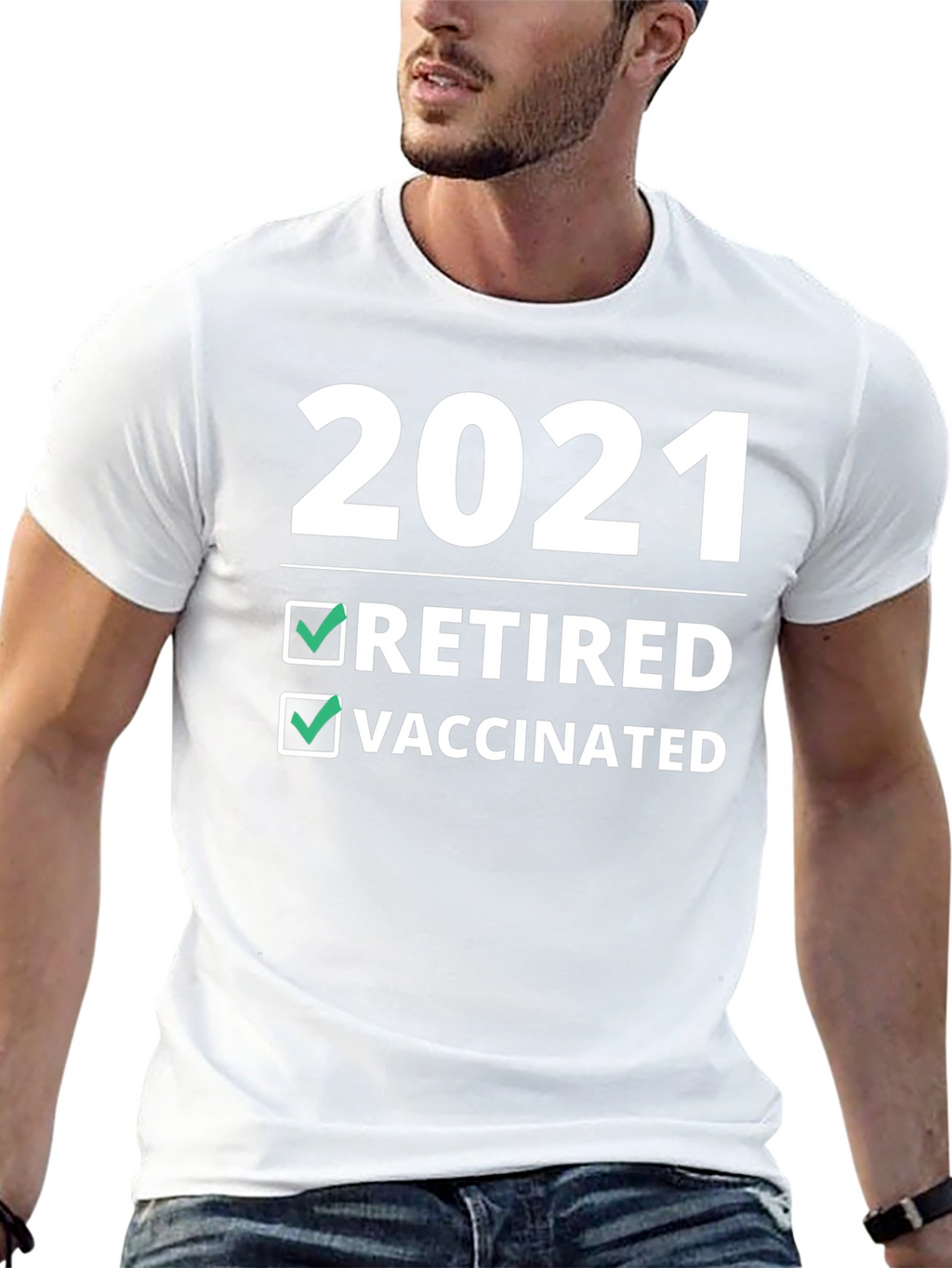 2021 Retired & Vaccinated T-Shirt - Novelty Graphic Tee