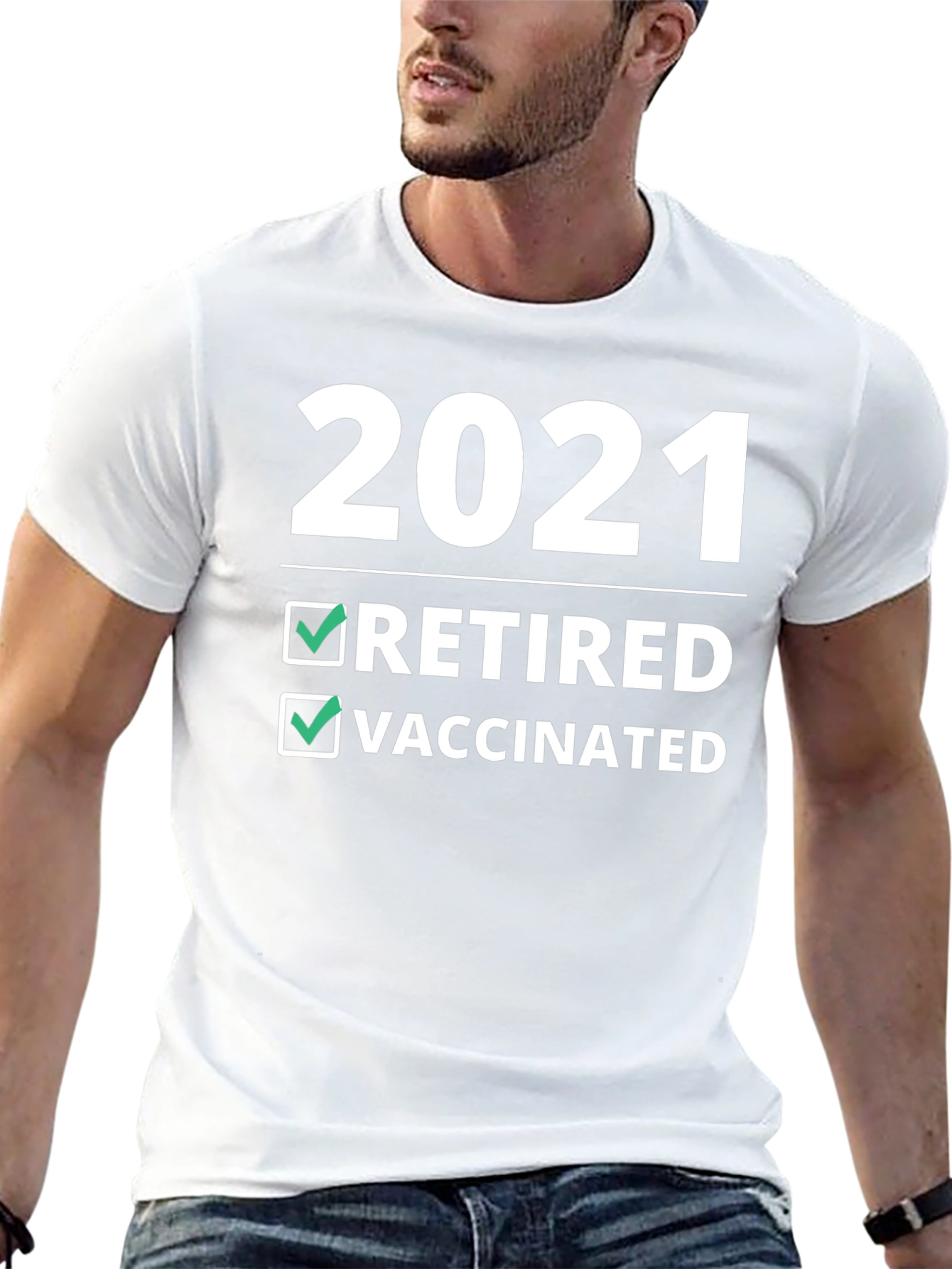 2021 Retired & Vaccinated T-Shirt - Novelty Graphic Tee