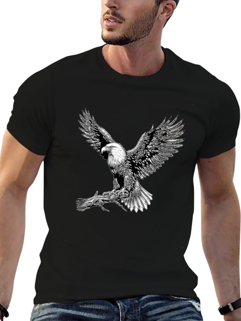 Eagle Graphic Tee - Black Short Sleeve
