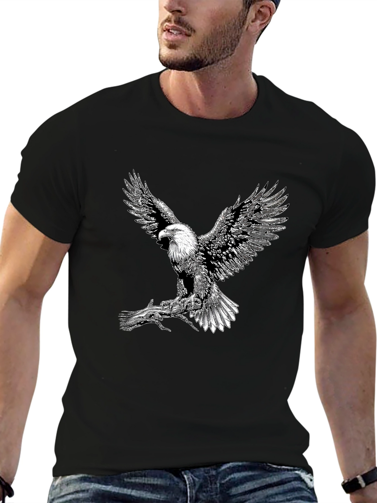 Eagle Graphic Tee - Black Short Sleeve