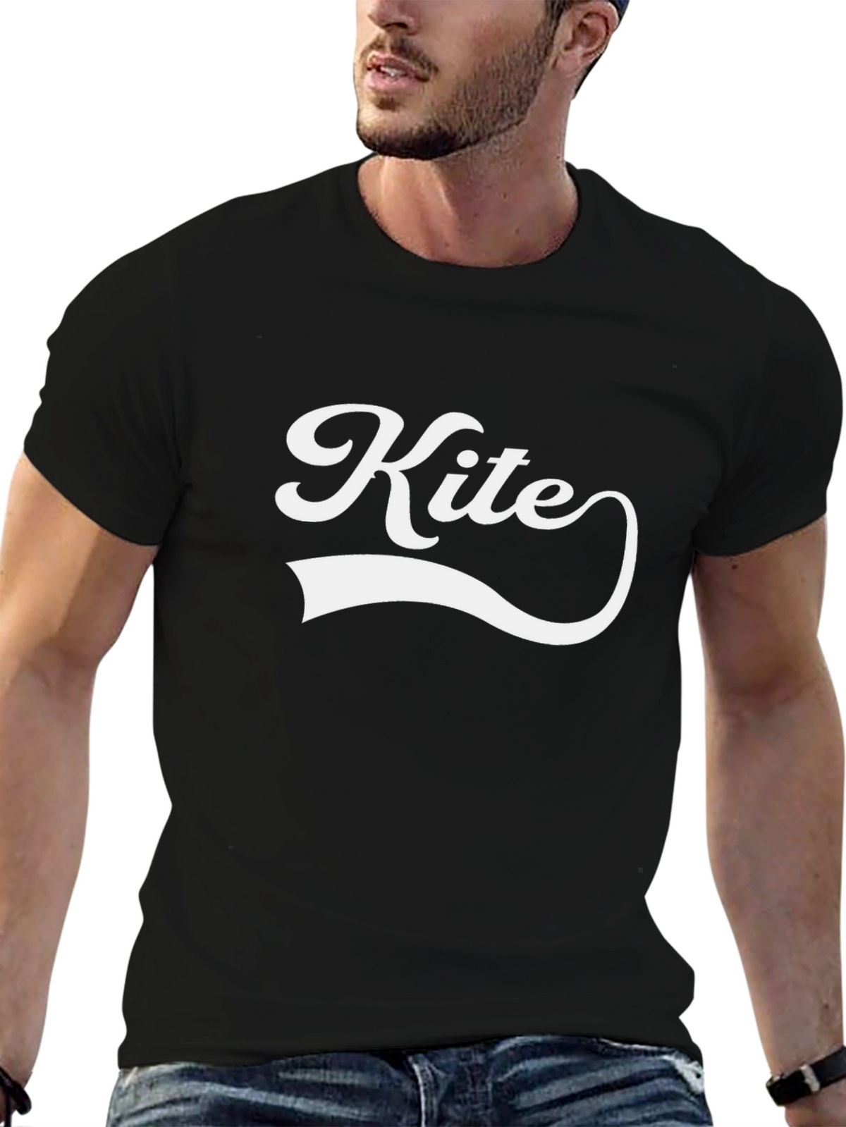 Kite Graphic Tee - Retro Style Black T-Shirt