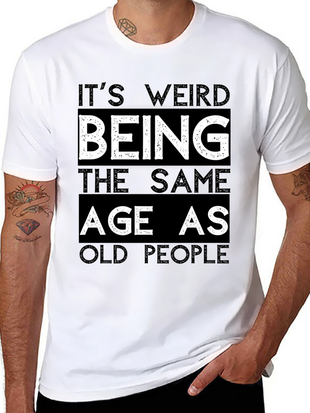 Funny Old People Black Graphic Tee for Men