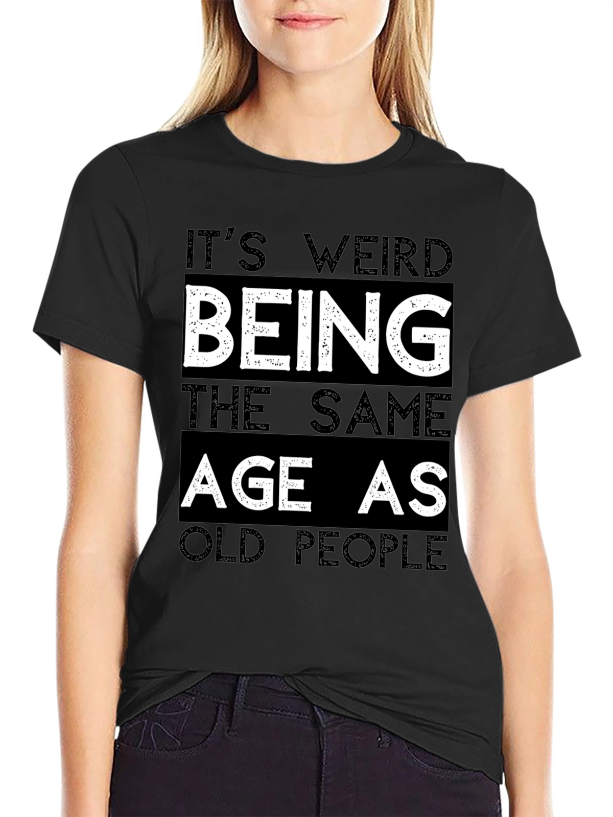 Funny Old People Black Graphic Tee for Men
