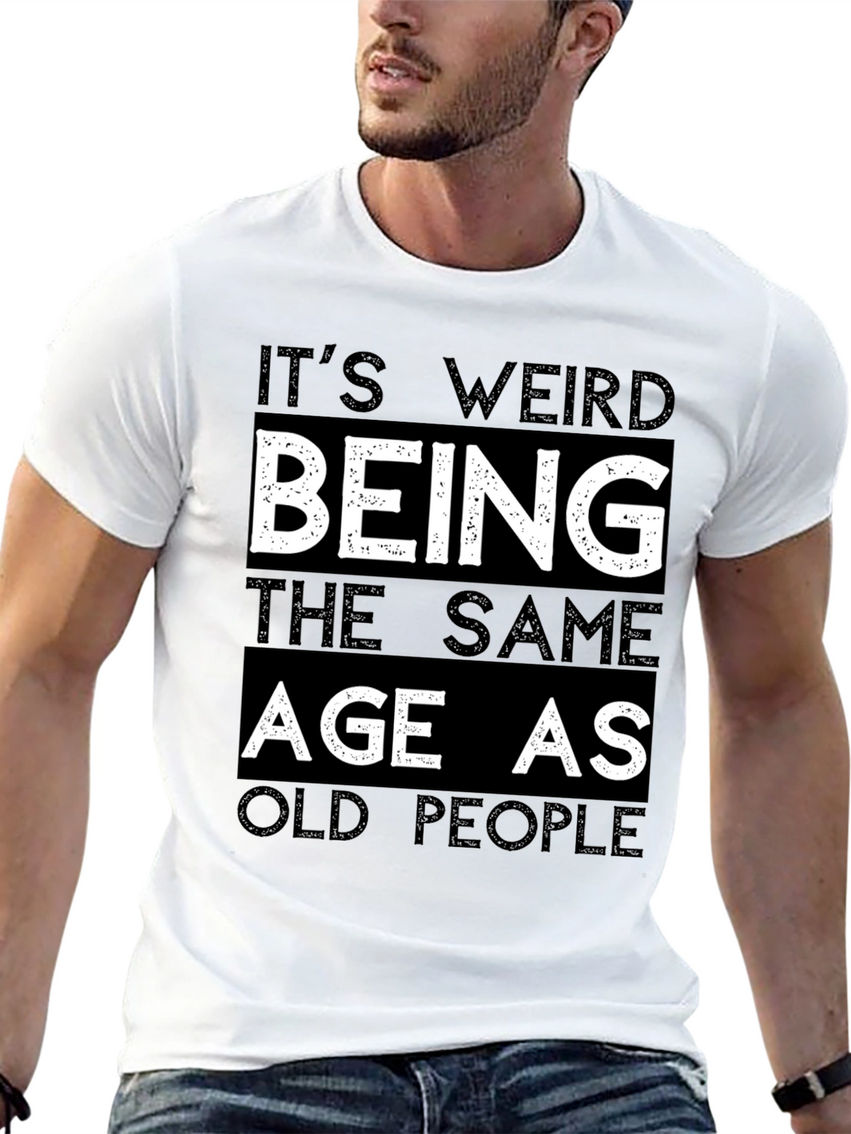 Funny Old People Black Graphic Tee for Men