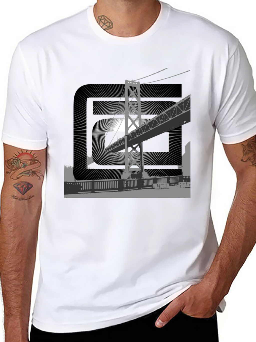 Urban Bridge Graphic Tee - Black