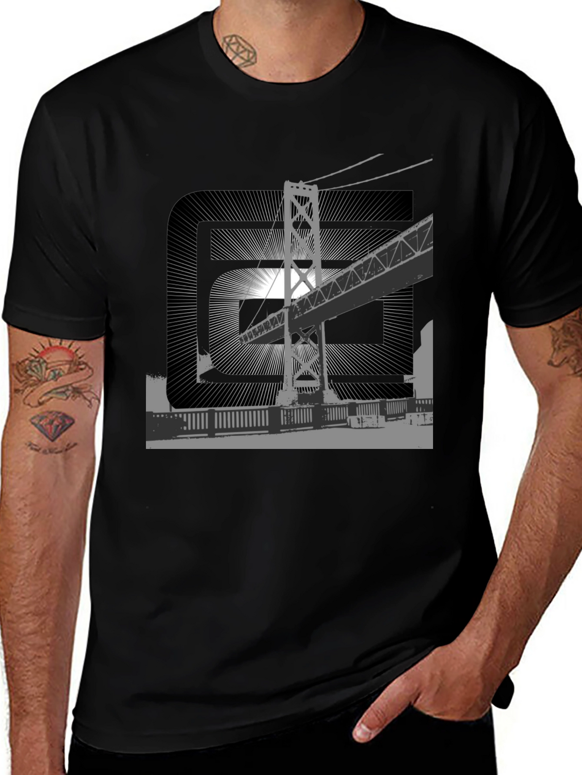 Urban Bridge Graphic Tee - Black